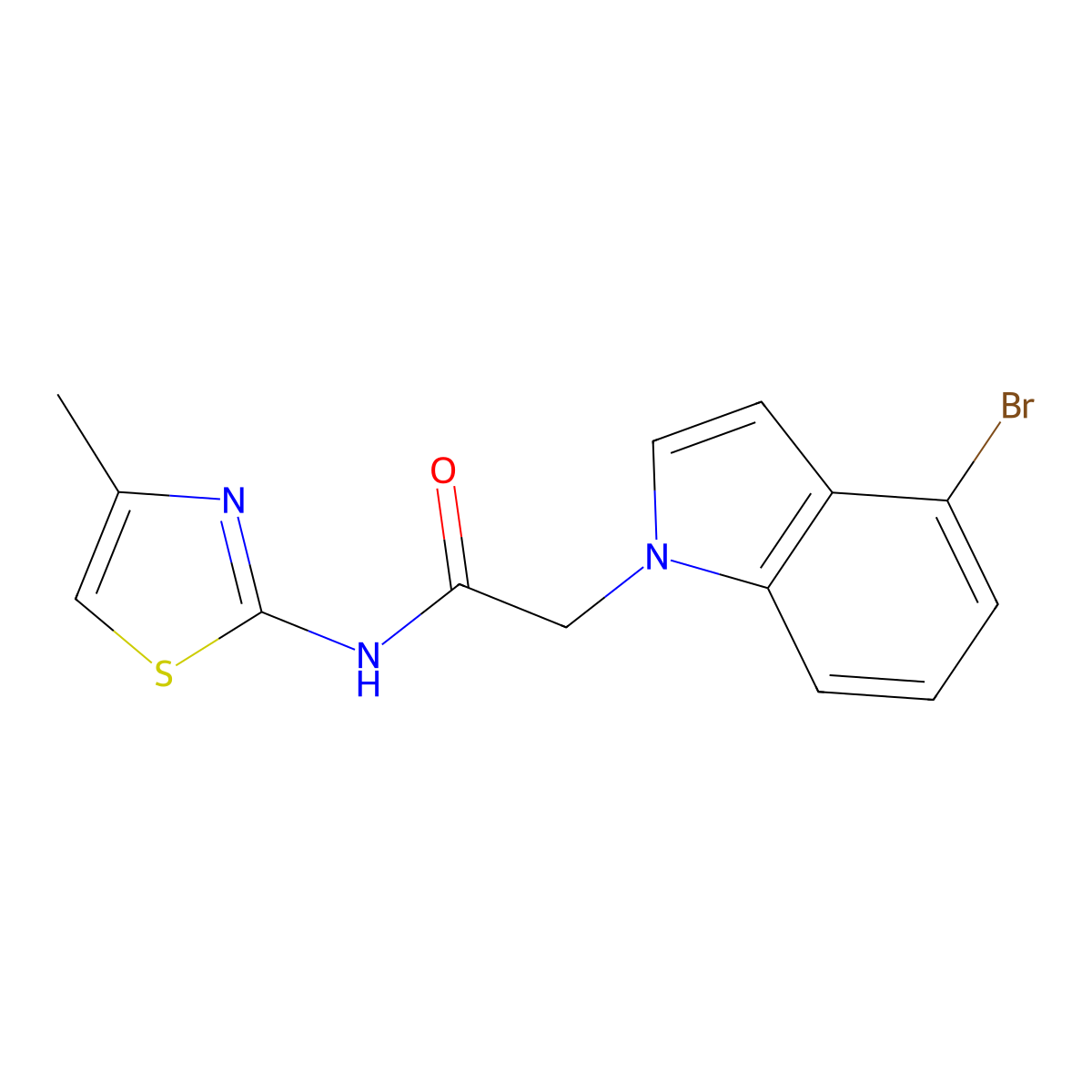 2-(4-bromo-1H-indol-1-yl)-N-[(2Z)-4-methyl-1,3-thiazol-2(3H)-ylidene]acetamide molecular structure, CAS 1049137-08-7
