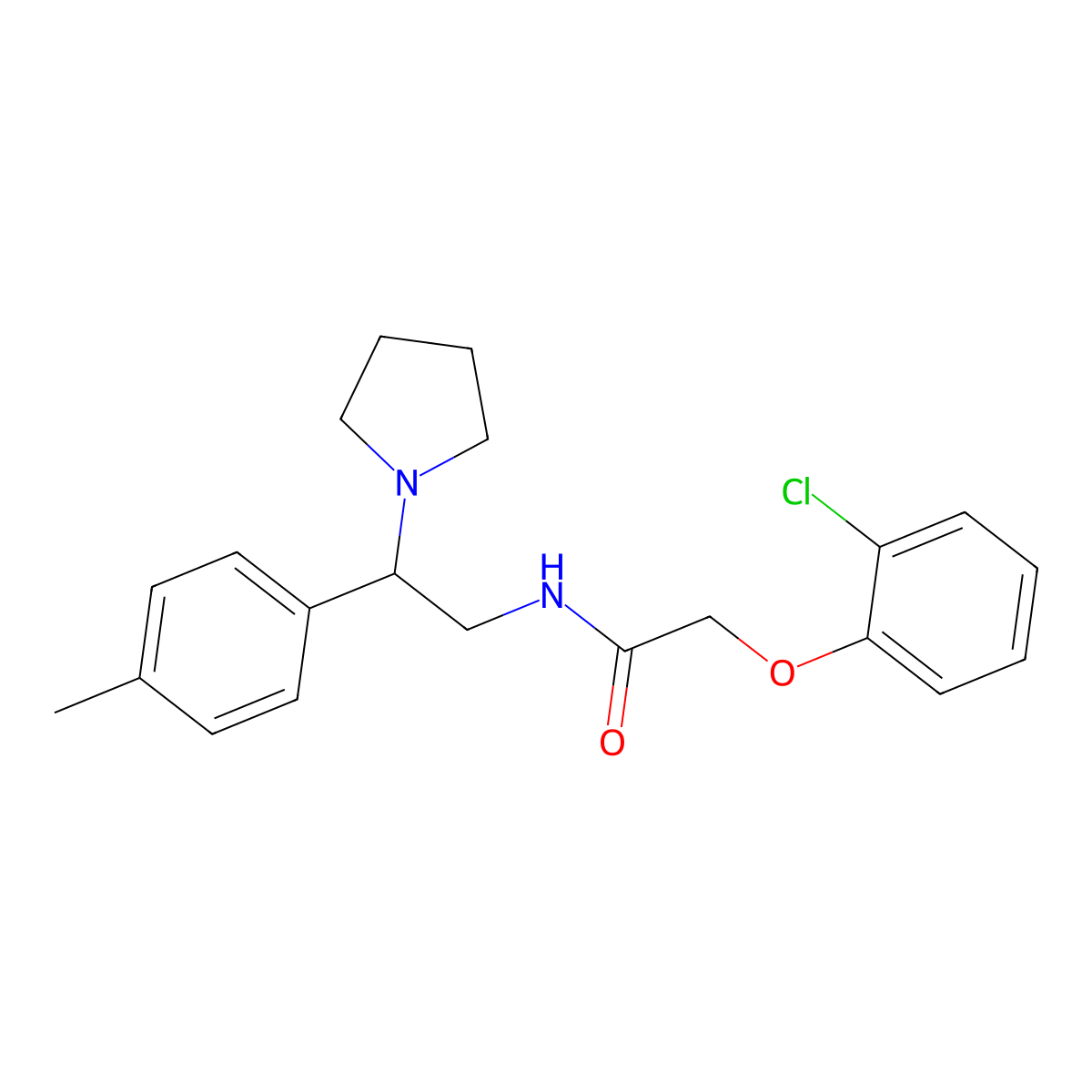 2-(2-chlorophenoxy)-N-[2-(4-methylphenyl)-2-(pyrrolidin-1-yl)ethyl]acetamide molecular structure, CAS 1049137-13-4