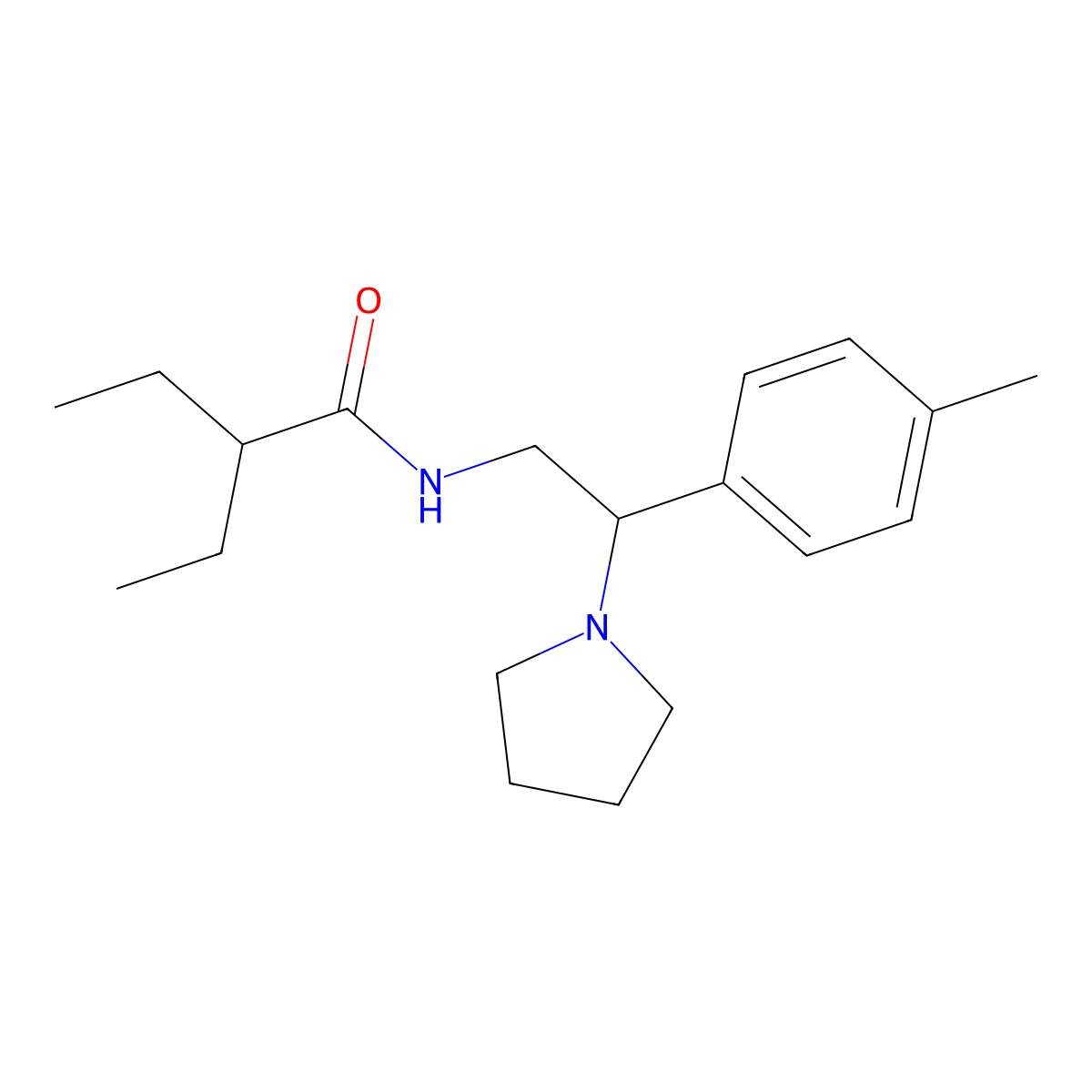 2-ethyl-N-[2-(4-methylphenyl)-2-(pyrrolidin-1-yl)ethyl]butanamide molecular structure, CAS 1049137-22-5