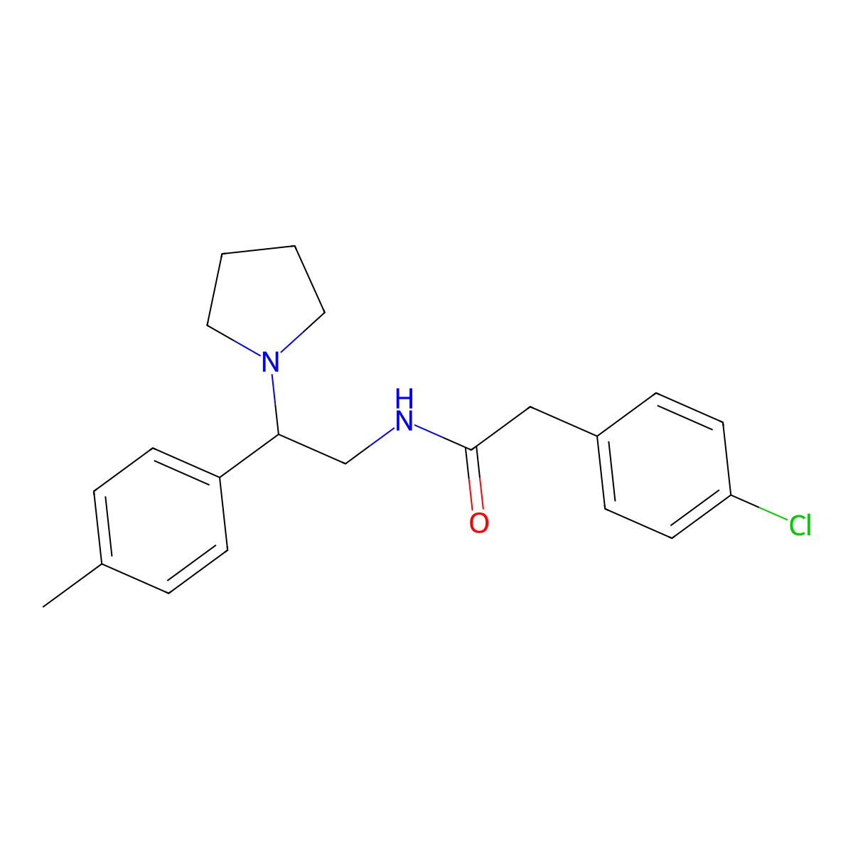 2-(4-chlorophenyl)-N-[2-(4-methylphenyl)-2-(pyrrolidin-1-yl)ethyl]acetamide molecular structure, CAS 1049137-25-8