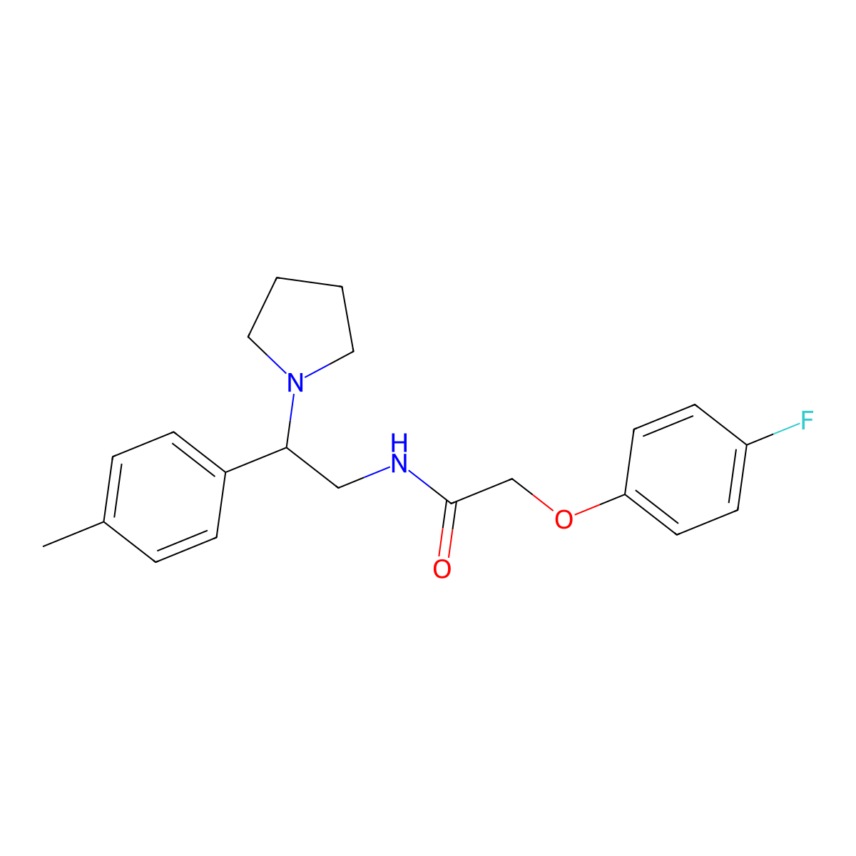 2-(4-fluorophenoxy)-N-[2-(4-methylphenyl)-2-(pyrrolidin-1-yl)ethyl]acetamide molecular structure, CAS 1049137-46-3