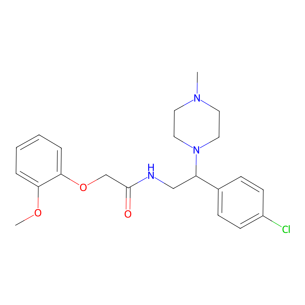 N-[2-(4-chlorophenyl)-2-(4-methylpiperazin-1-yl)ethyl]-2-(2-methoxyphenoxy)acetamide molecular structure, CAS 1049137-85-0