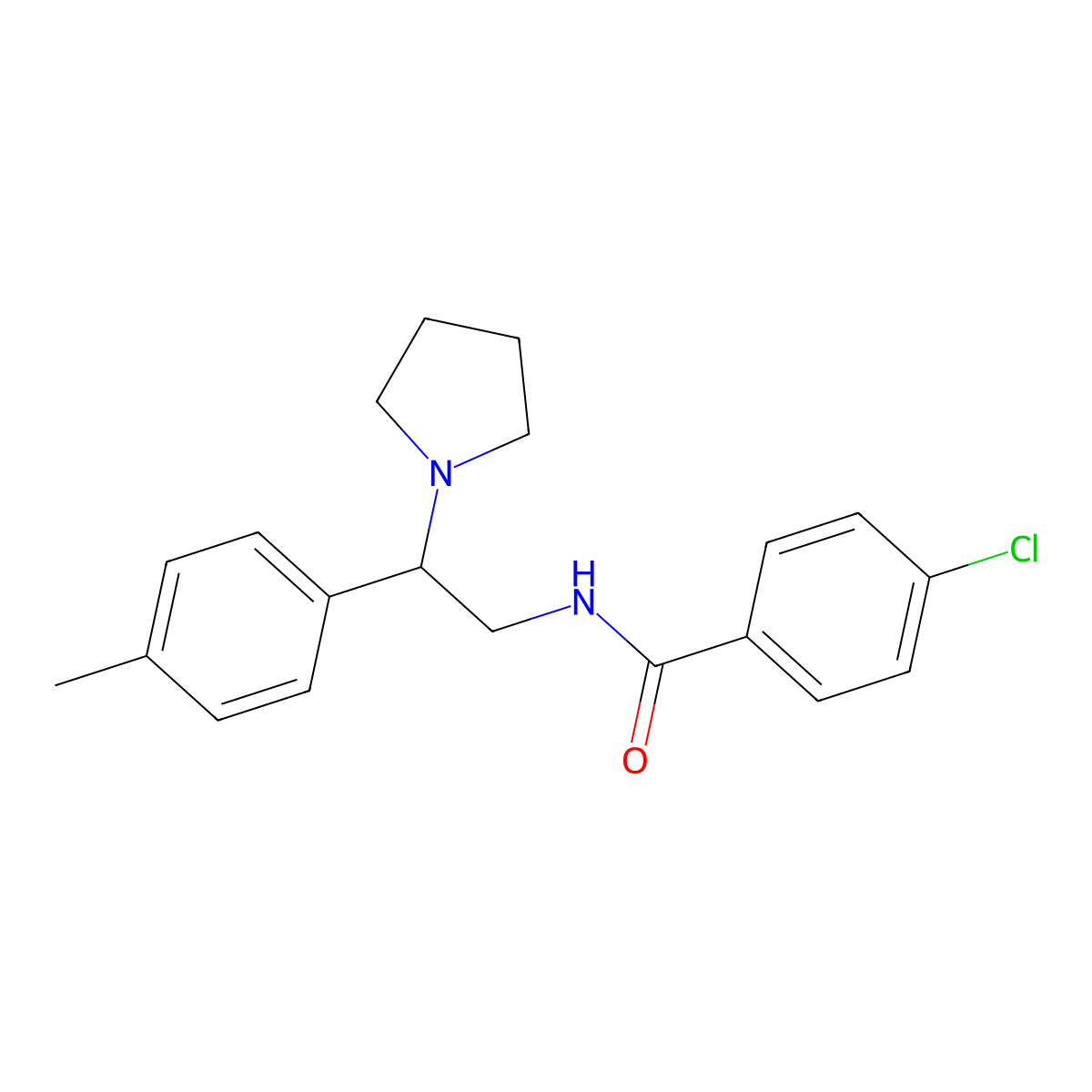 4-chloro-N-[2-(4-methylphenyl)-2-(pyrrolidin-1-yl)ethyl]benzamide molecular structure, CAS 1049138-27-3