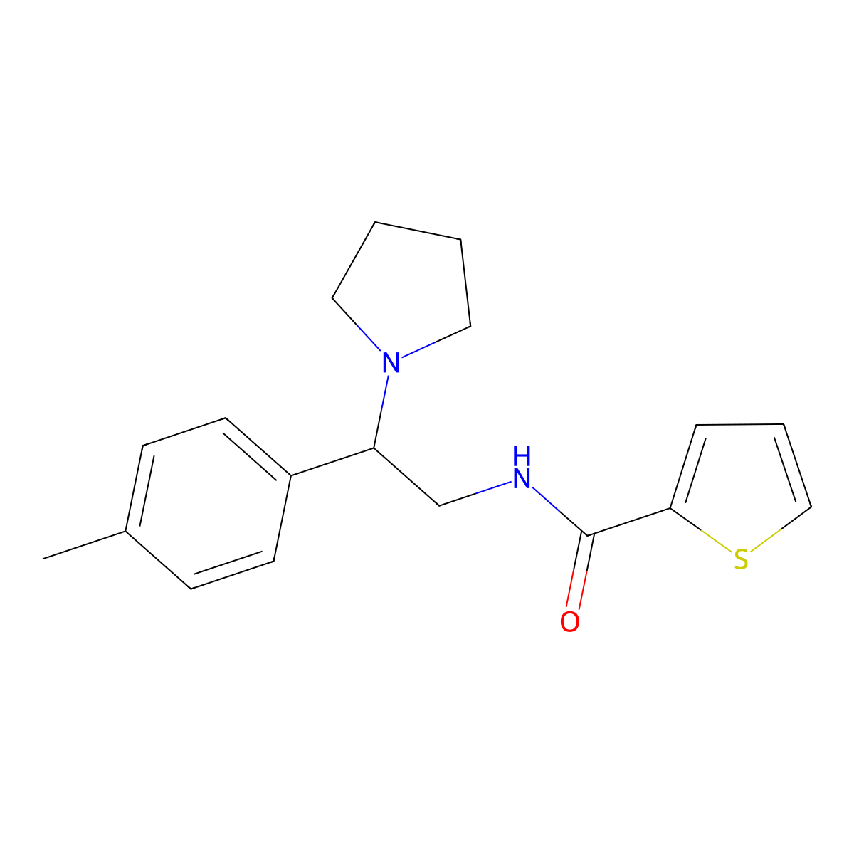N-[2-(4-methylphenyl)-2-(pyrrolidin-1-yl)ethyl]thiophene-2-carboxamide molecular structure, CAS 1049138-31-9