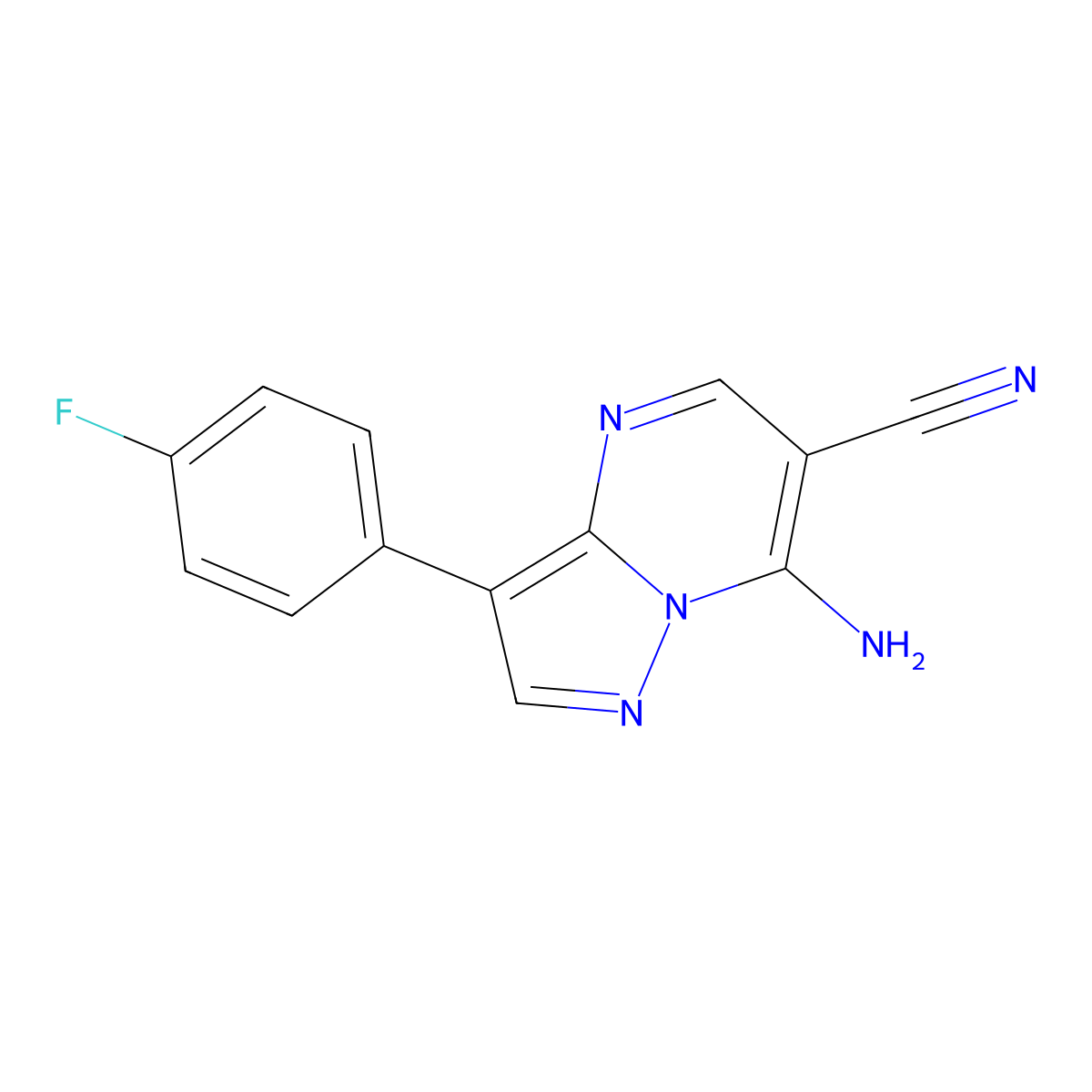 7-Amino-3-(4-fluorophenyl)pyrazolo[1,5-a]pyrimidine-6-carbonitrile molecular structure, CAS 1049138-37-5