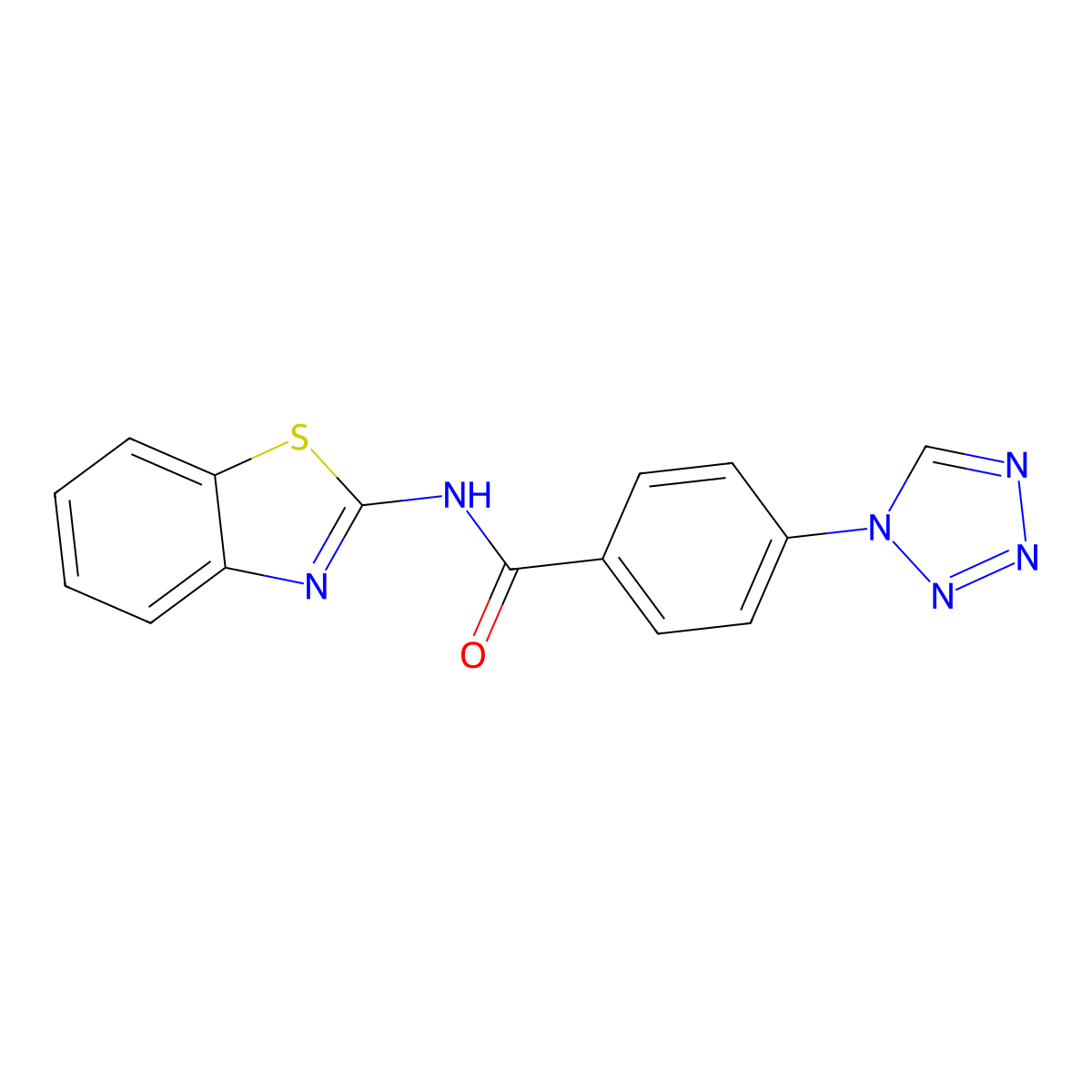 N-[(2Z)-1,3-benzothiazol-2(3H)-ylidene]-4-(1H-tetrazol-1-yl)benzamide molecular structure, CAS 1049141-16-3