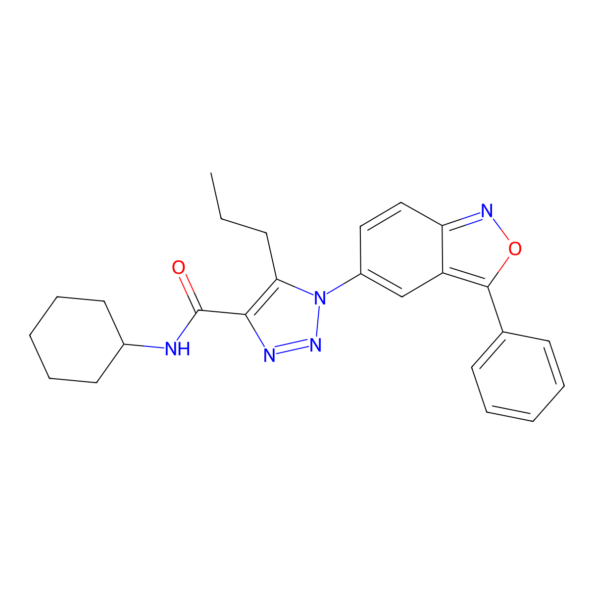 N-cyclohexyl-1-(3-phenyl-2,1-benzoxazol-5-yl)-5-propyl-1H-1,2,3-triazole-4-carboxamide molecular structure, CAS 1049143-01-2