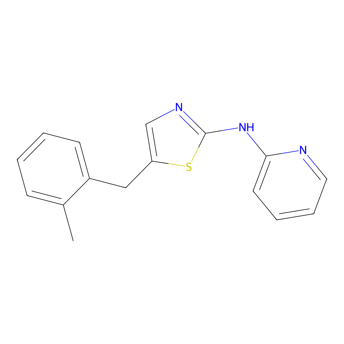 5-(2-methylbenzyl)-N-(pyridin-2-yl)thiazol-2-amine molecular structure, CAS 1049143-73-8