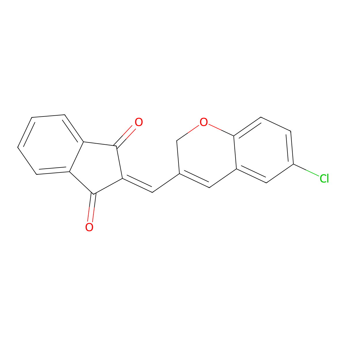 2-((6-chloro-2H-chromen-3-yl)methylene)-1H-indene-1,3(2H)-dione molecular structure, CAS 1049143-81-8