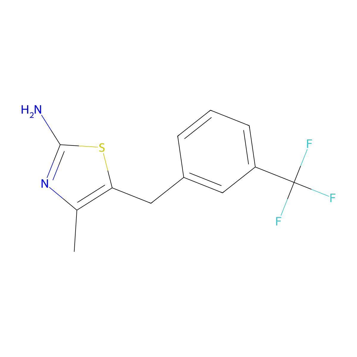 4-Methyl-5-(3-(trifluoromethyl)benzyl)thiazol-2-amine molecular structure, CAS 1049144-37-7