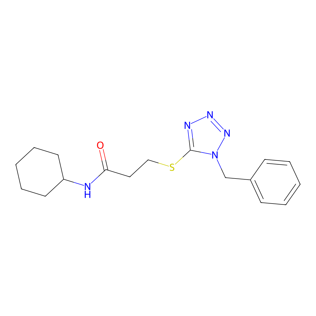 3-[(1-benzyl-1H-tetrazol-5-yl)sulfanyl]-N-cyclohexylpropanamide molecular structure, CAS 1049144-47-9