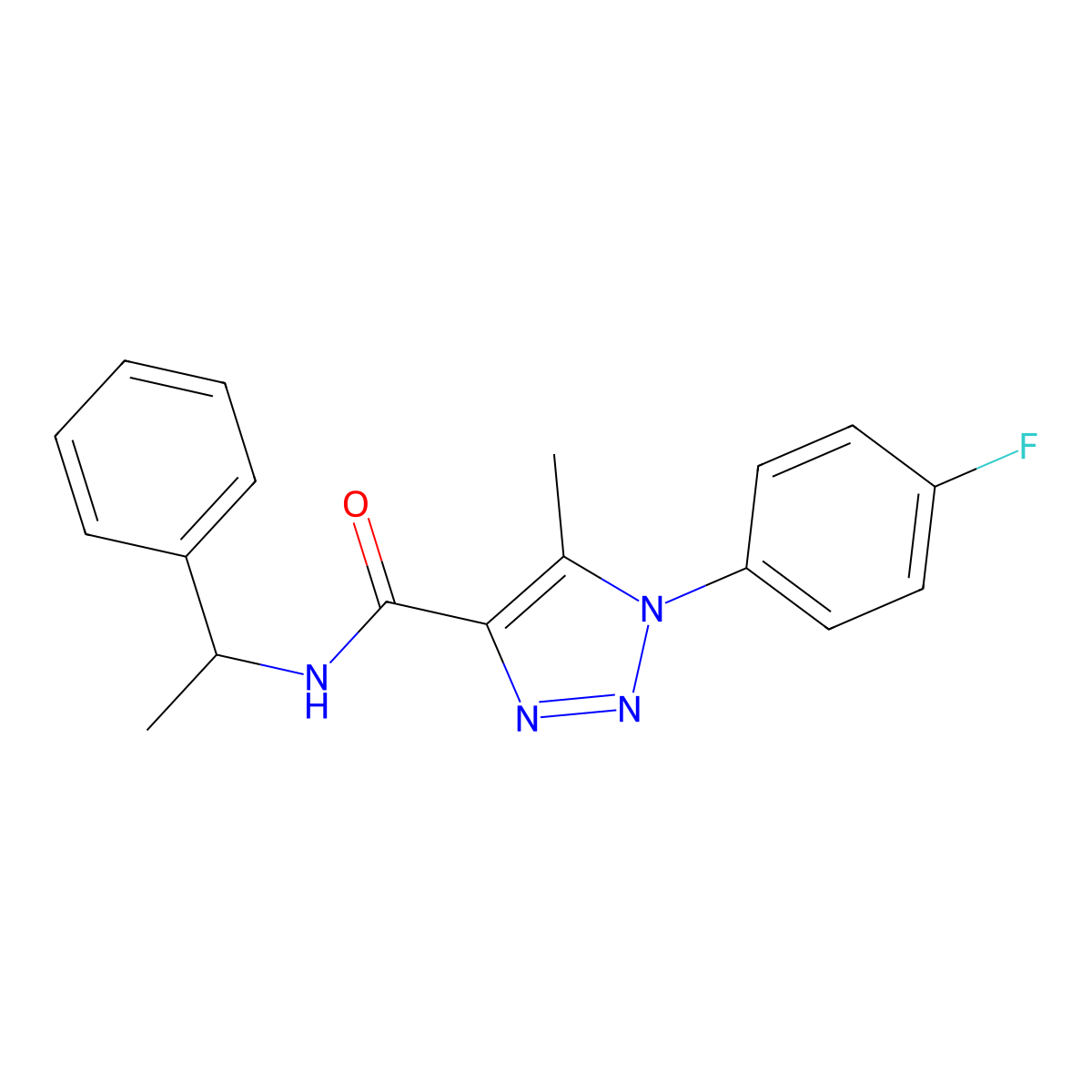 1-(4-fluorophenyl)-5-methyl-N-(1-phenylethyl)-1H-1,2,3-triazole-4-carboxamide molecular structure, CAS 1049145-60-9