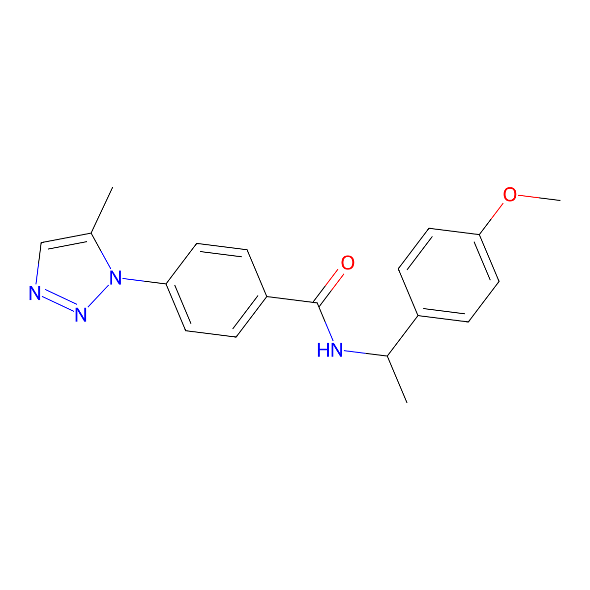 N-[1-(4-methoxyphenyl)ethyl]-4-(5-methyl-1H-1,2,3-triazol-1-yl)benzamide molecular structure, CAS 1049145-71-2
