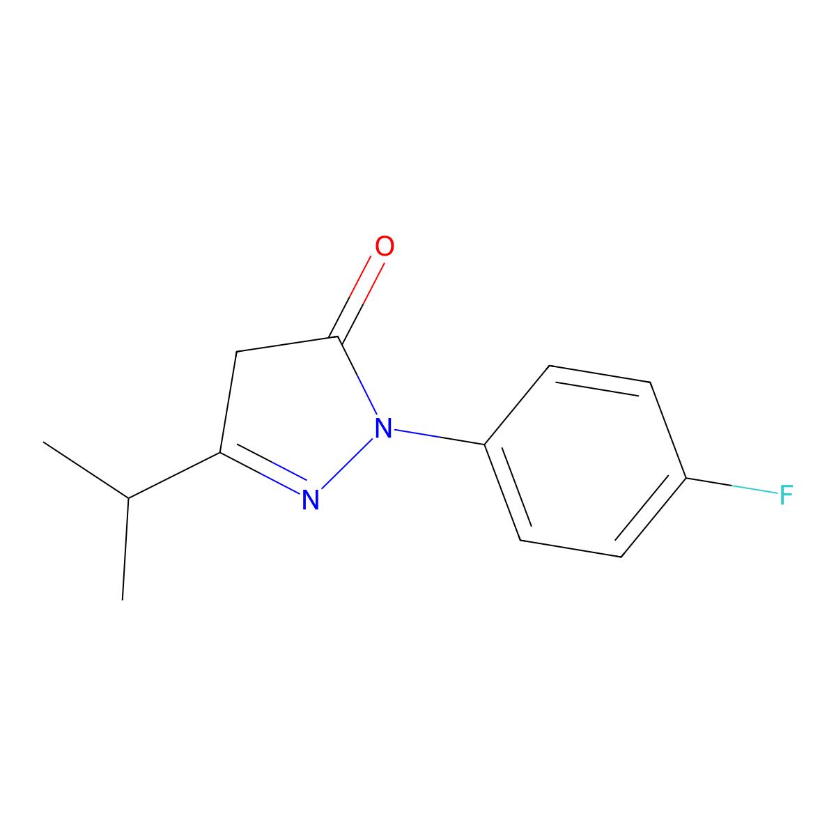 1-(4-Fluorophenyl)-3-(propan-2-yl)-4,5-dihydro-1H-pyrazol-5-one molecular structure, CAS 1049156-67-3