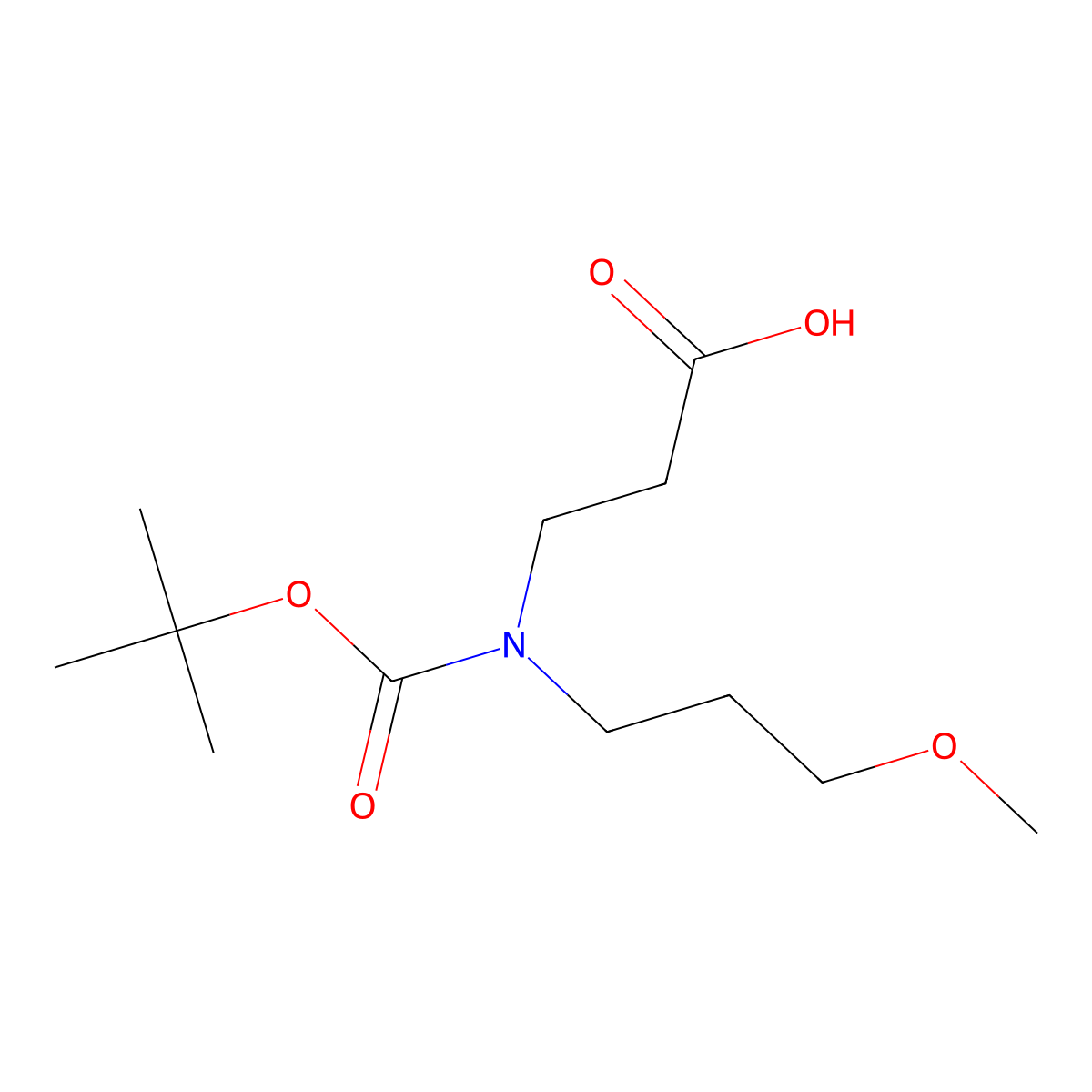 3-{[(Tert-butoxy)carbonyl](3-methoxypropyl)amino}propanoic acid molecular structure, CAS 1049156-99-1
