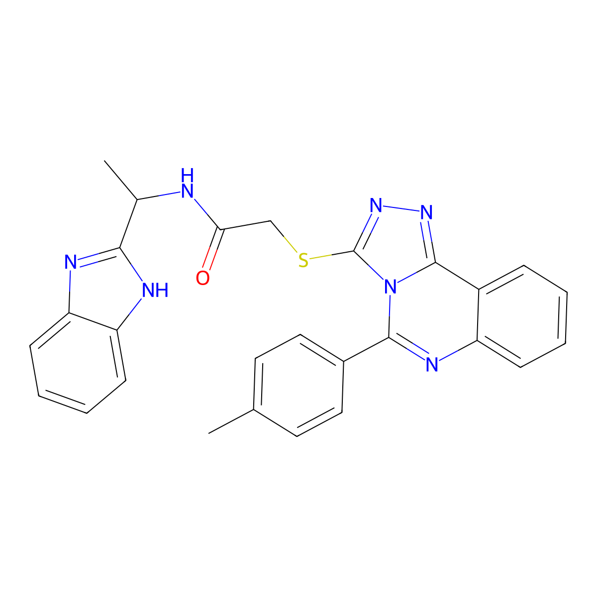 N-(benzimidazol-2-ylethyl)-2-[6-(4-methylphenyl)(7-hydro-1,2,4-triazolo[4,5-c] quinazolin-8-ylthio)]acetamide molecular structure, CAS 1049158-15-7