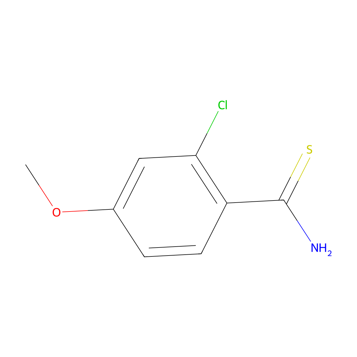 2-Chloro-4-methoxybenzene-1-carbothioamide molecular structure, CAS 1049162-35-7