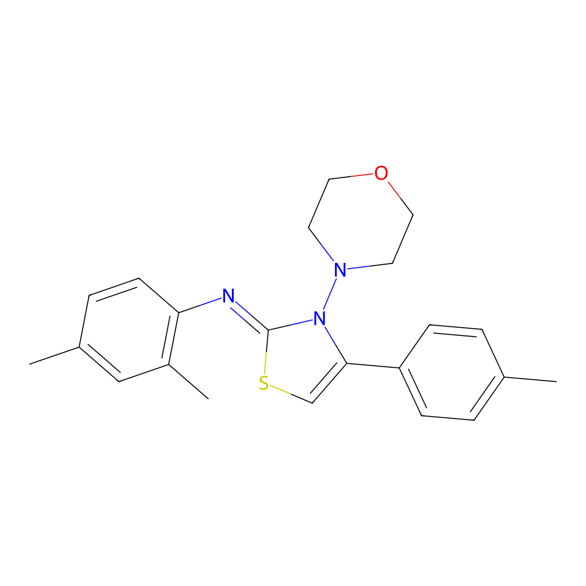 (2Z)-N-(2,4-Dimethylphenyl)-4-(4-methylphenyl)-3-(morpholin-4-yl)-1,3-thiazol-2(3H)-imine molecular structure, CAS 1049167-02-3