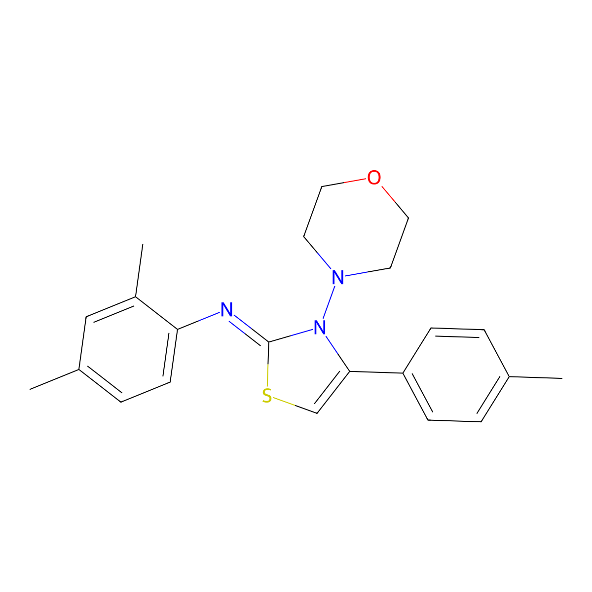 (2Z)-N-(2,4-Dimethylphenyl)-4-(4-methylphenyl)-3-(morpholin-4-yl)-1,3-thiazol-2(3H)-imine molecular structure, CAS 1049167-02-3
