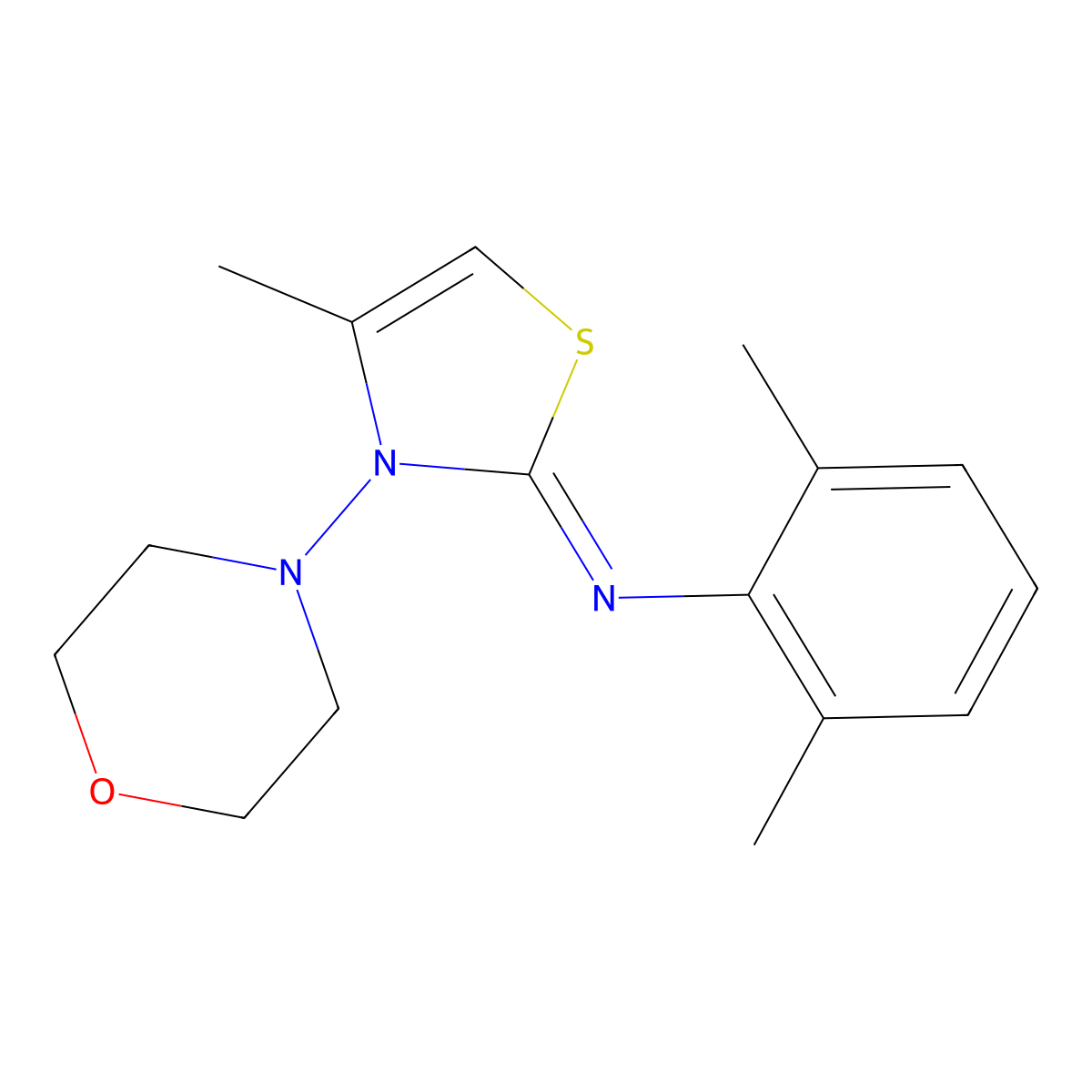 2,6-dimethyl-N-[(2Z)-4-methyl-3-(morpholin-4-yl)-1,3-thiazol-2(3H)-ylidene]aniline molecular structure, CAS 1049167-22-7