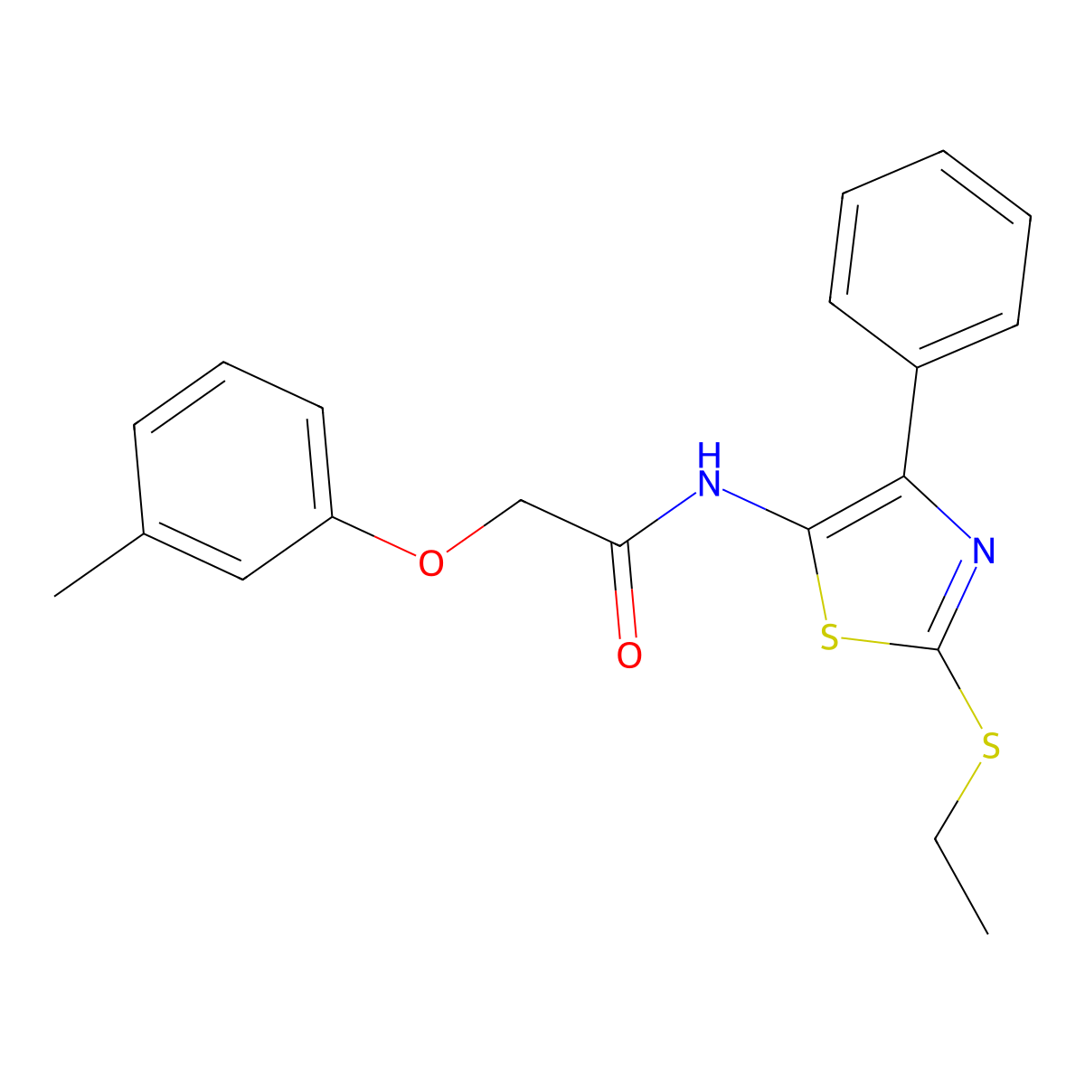 N-(2-(ethylthio)-4-phenylthiazol-5-yl)-2-(m-tolyloxy)acetamide molecular structure, CAS 1049168-87-7