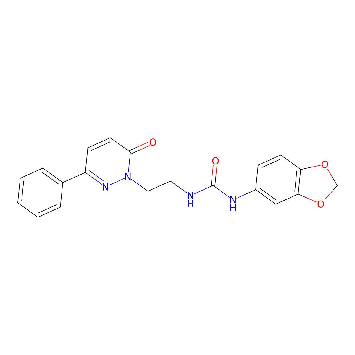 1-(benzo[d][1,3]dioxol-5-yl)-3-(2-(6-oxo-3-phenylpyridazin-1(6H)-yl)ethyl)urea molecular structure, CAS 1049169-59-6
