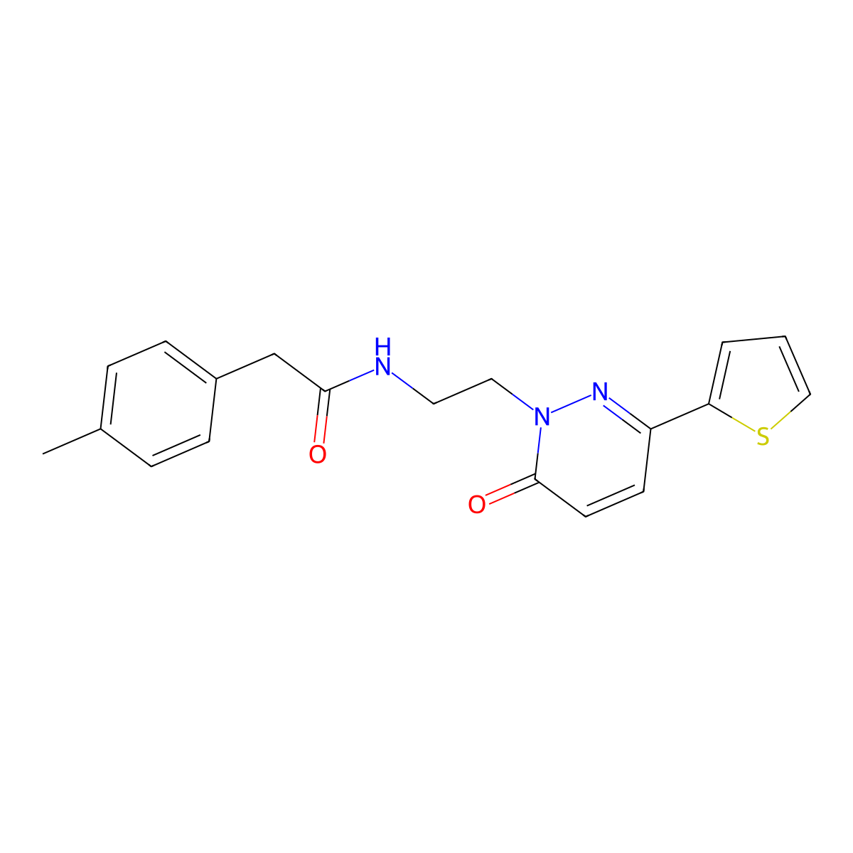 2-(4-methylphenyl)-N-{2-[6-oxo-3-(thiophen-2-yl)-1,6-dihydropyridazin-1-yl]ethyl}acetamide molecular structure, CAS 1049174-24-4