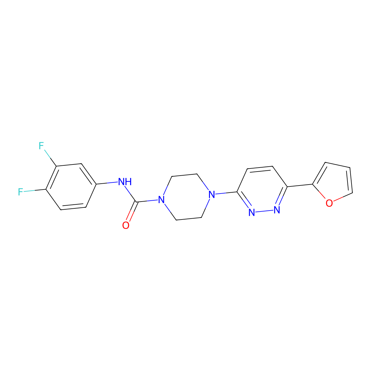 N-(3,4-difluorophenyl)-4-[6-(furan-2-yl)pyridazin-3-yl]piperazine-1-carboxamide molecular structure, CAS 1049175-48-5