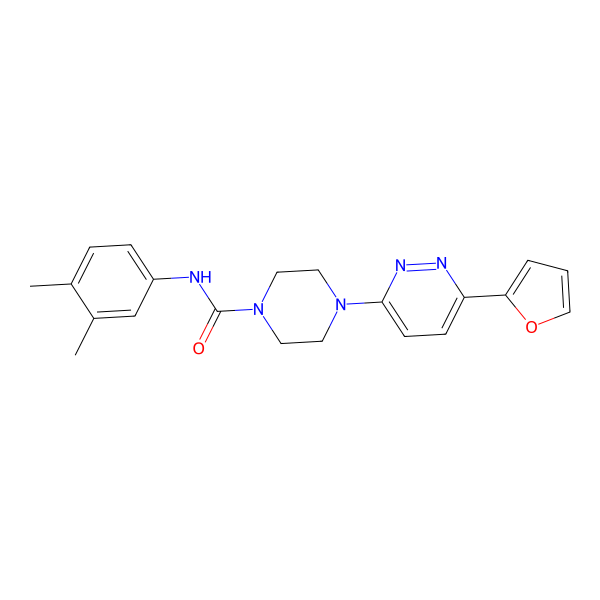 N-(3,4-dimethylphenyl)-4-[6-(furan-2-yl)pyridazin-3-yl]piperazine-1-carboxamide molecular structure, CAS 1049175-72-5