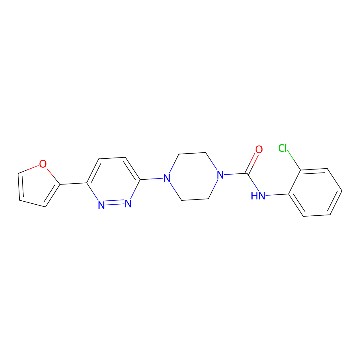 N-(2-chlorophenyl)-4-[6-(furan-2-yl)pyridazin-3-yl]piperazine-1-carboxamide molecular structure, CAS 1049175-88-3