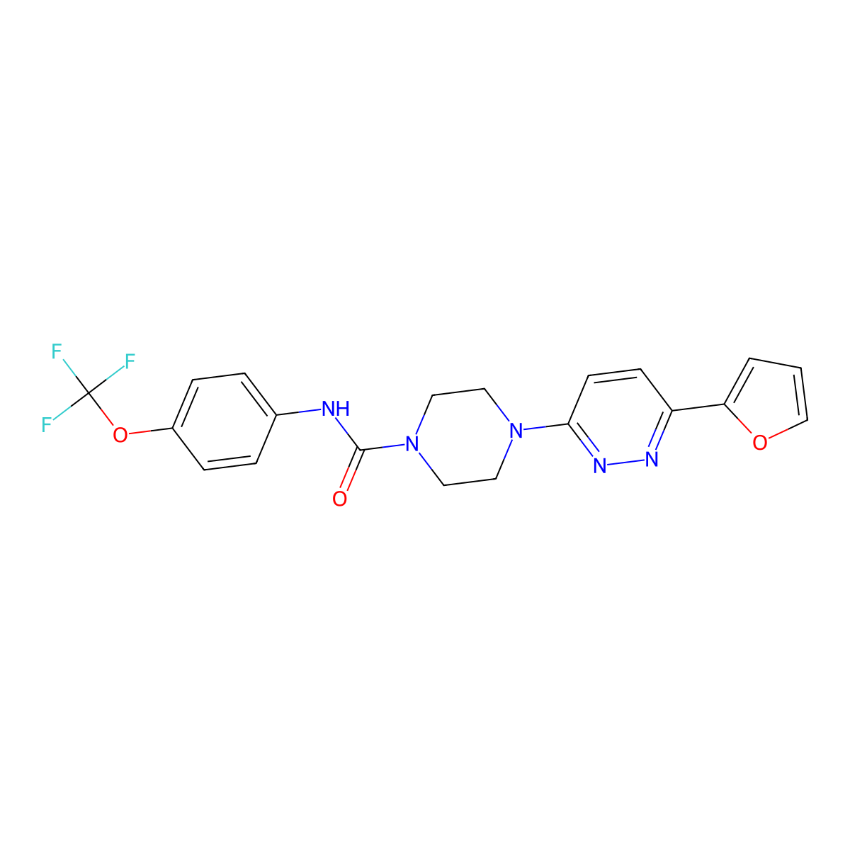 4-[6-(furan-2-yl)pyridazin-3-yl]-N-[4-(trifluoromethoxy)phenyl]piperazine-1-carboxamide molecular structure, CAS 1049176-20-6