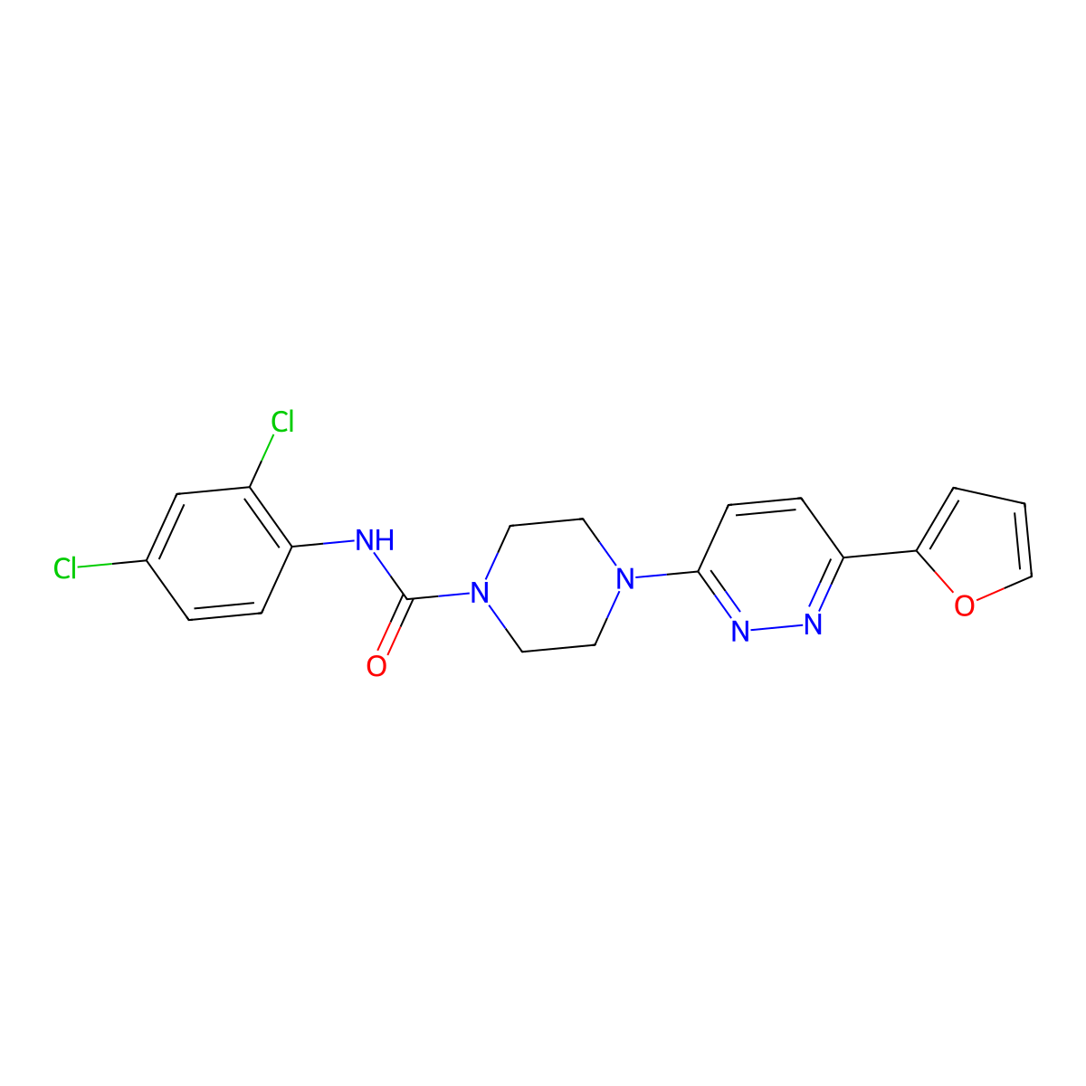 N-(2,4-dichlorophenyl)-4-[6-(furan-2-yl)pyridazin-3-yl]piperazine-1-carboxamide molecular structure, CAS 1049176-36-4