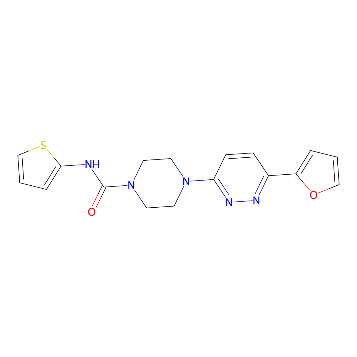 4-(6-(furan-2-yl)pyridazin-3-yl)-N-(thiophen-2-yl)piperazine-1-carboxamide molecular structure, CAS 1049176-52-4