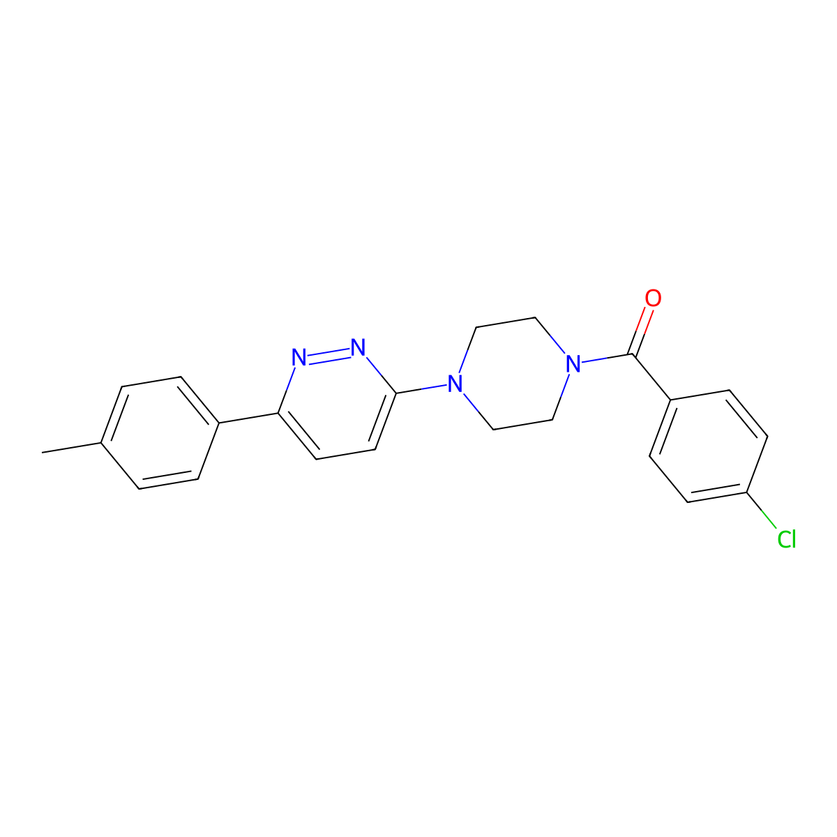 (4-Chlorophenyl)(4-(6-(p-tolyl)pyridazin-3-yl)piperazin-1-yl)methanone molecular structure, CAS 1049180-78-0