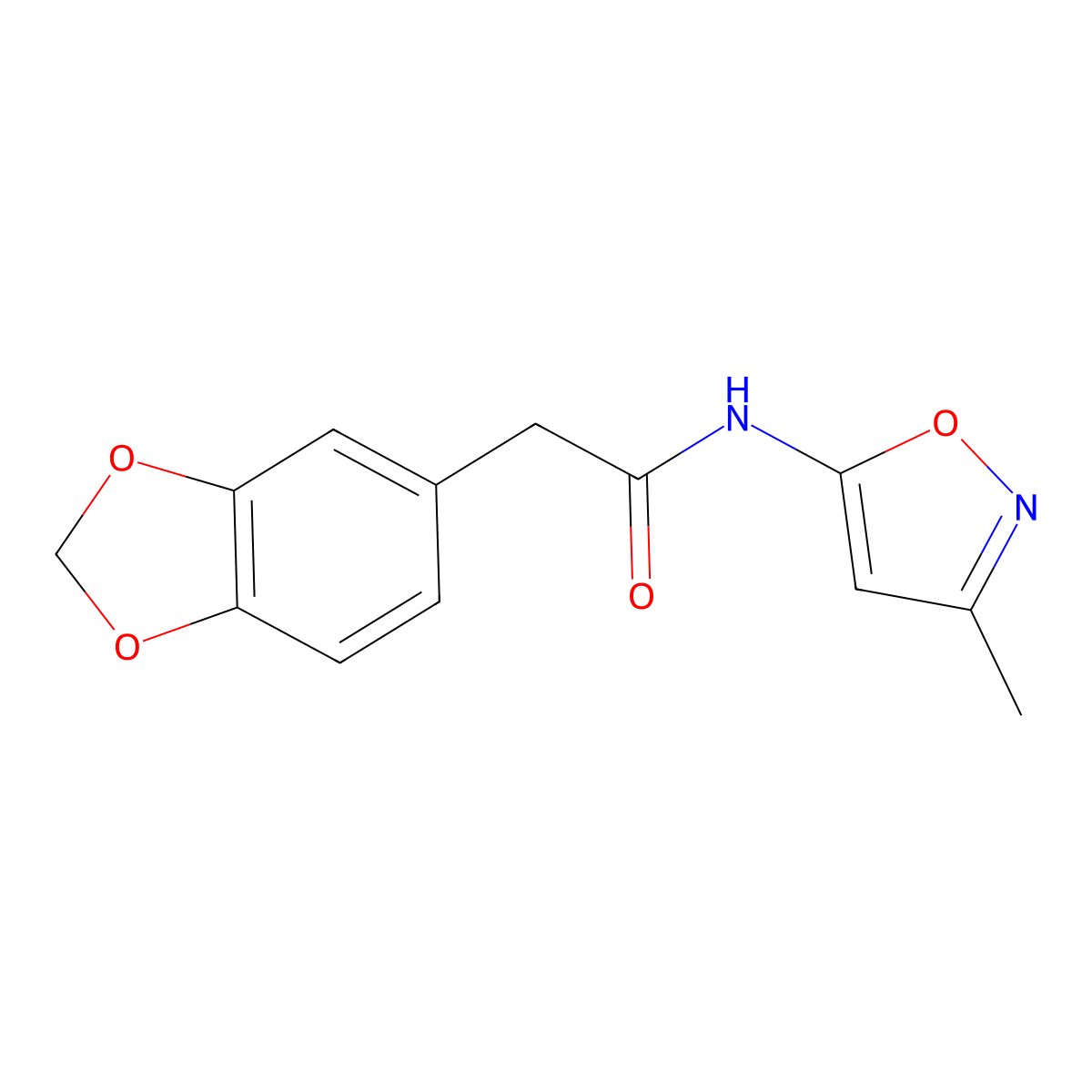 2-(benzo[d][1,3]dioxol-5-yl)-N-(3-methylisoxazol-5-yl)acetamide molecular structure, CAS 1049189-16-3