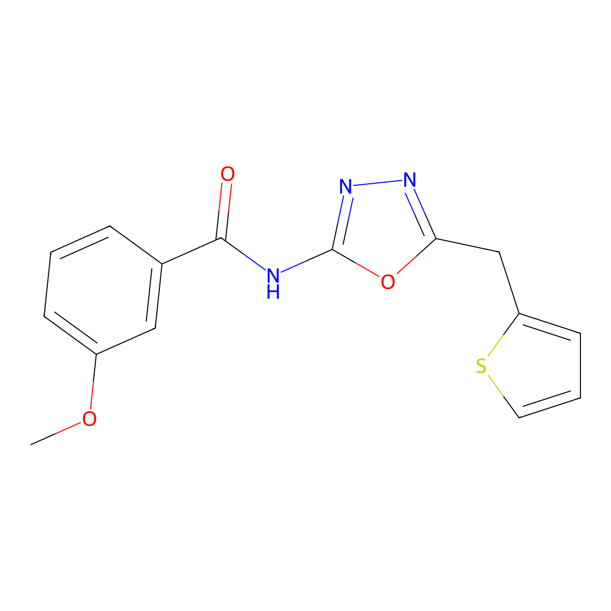 3-methoxy-N-(5-(thiophen-2-ylmethyl)-1,3,4-oxadiazol-2-yl)benzamide molecular structure, CAS 1049195-09-6