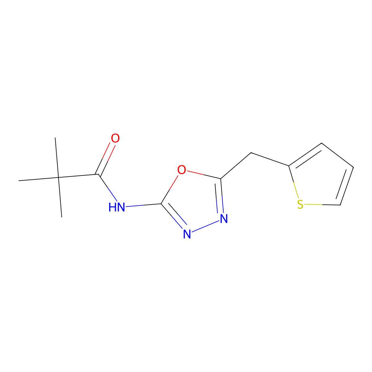 N-(5-(thiophen-2-ylmethyl)-1,3,4-oxadiazol-2-yl)pivalamide molecular structure, CAS 1049195-89-2