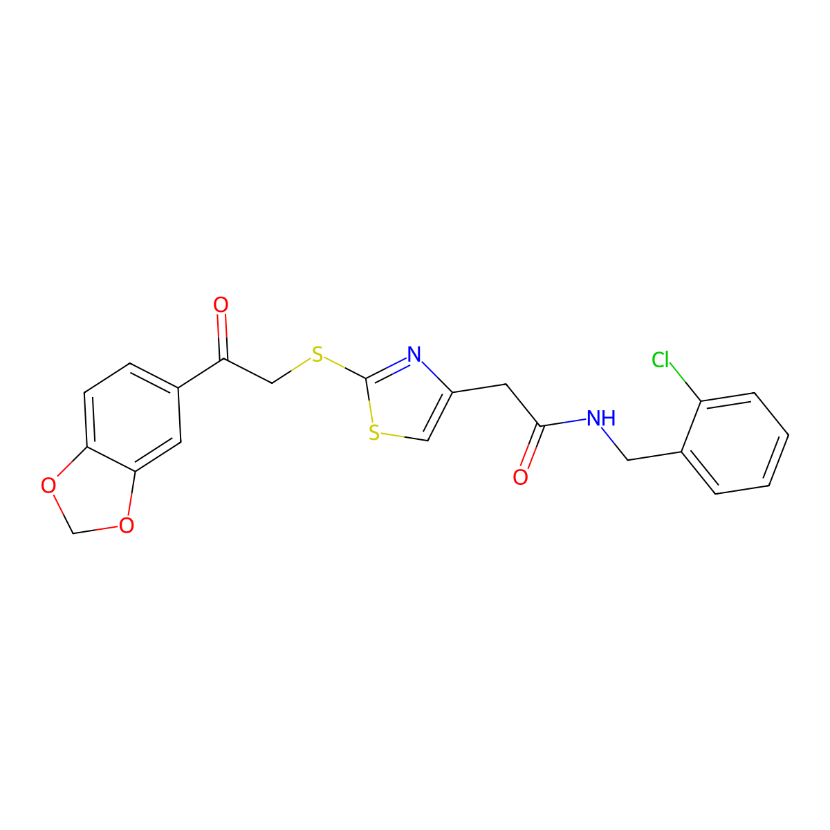 2-(2-{[2-(2H-1,3-benzodioxol-5-yl)-2-oxoethyl]sulfanyl}-1,3-thiazol-4-yl)-N-[(2-chlorophenyl)methyl]acetamide molecular structure, CAS 1049196-22-6