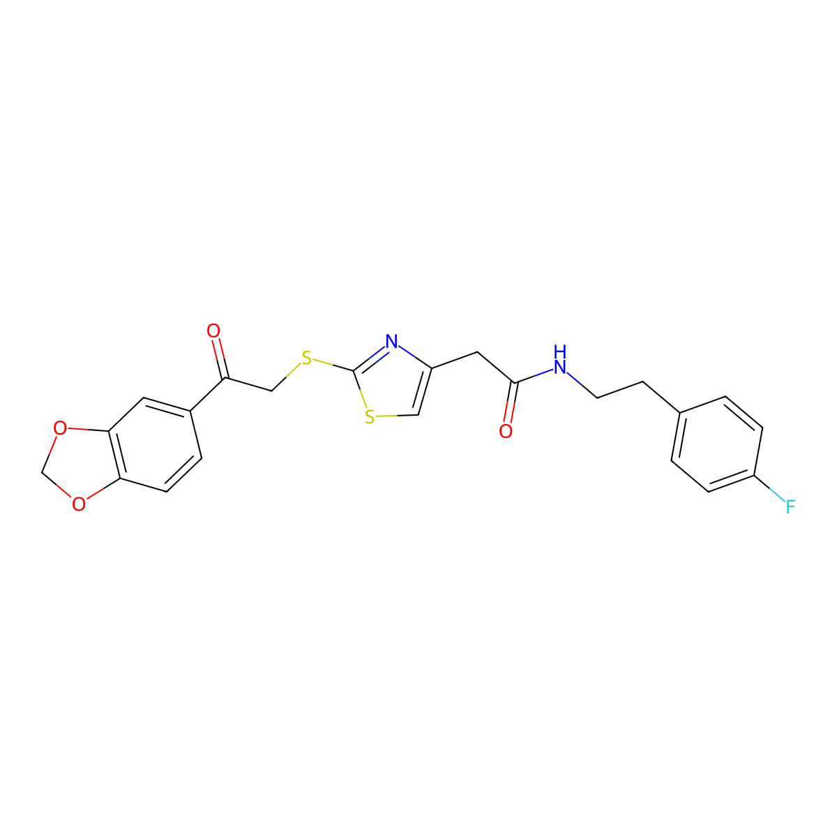 2-(2-{[2-(2H-1,3-benzodioxol-5-yl)-2-oxoethyl]sulfanyl}-1,3-thiazol-4-yl)-N-[2-(4-fluorophenyl)ethyl]acetamide molecular structure, CAS 1049197-96-7