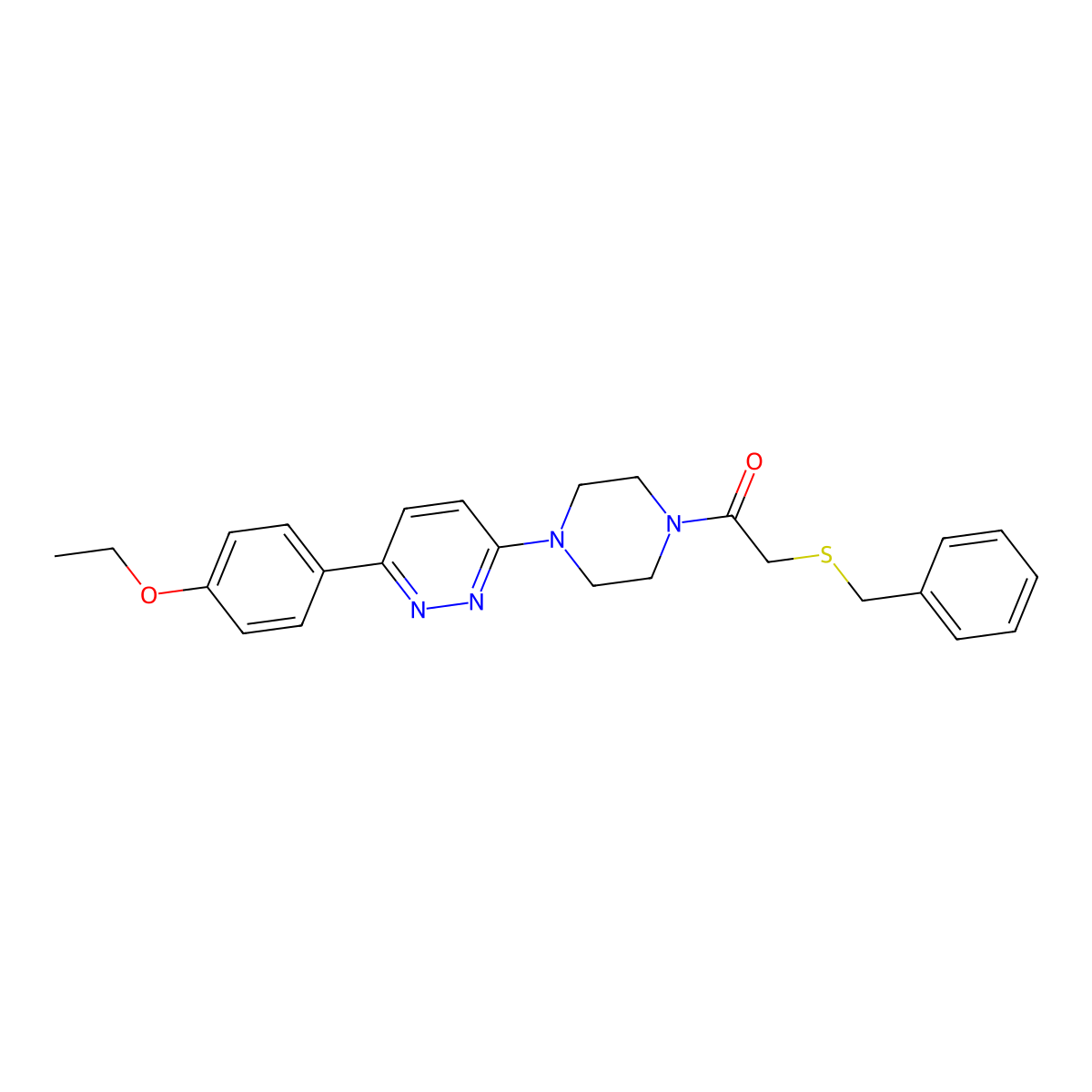 2-(Benzylthio)-1-(4-(6-(4-ethoxyphenyl)pyridazin-3-yl)piperazin-1-yl)ethanone molecular structure, CAS 1049200-73-8