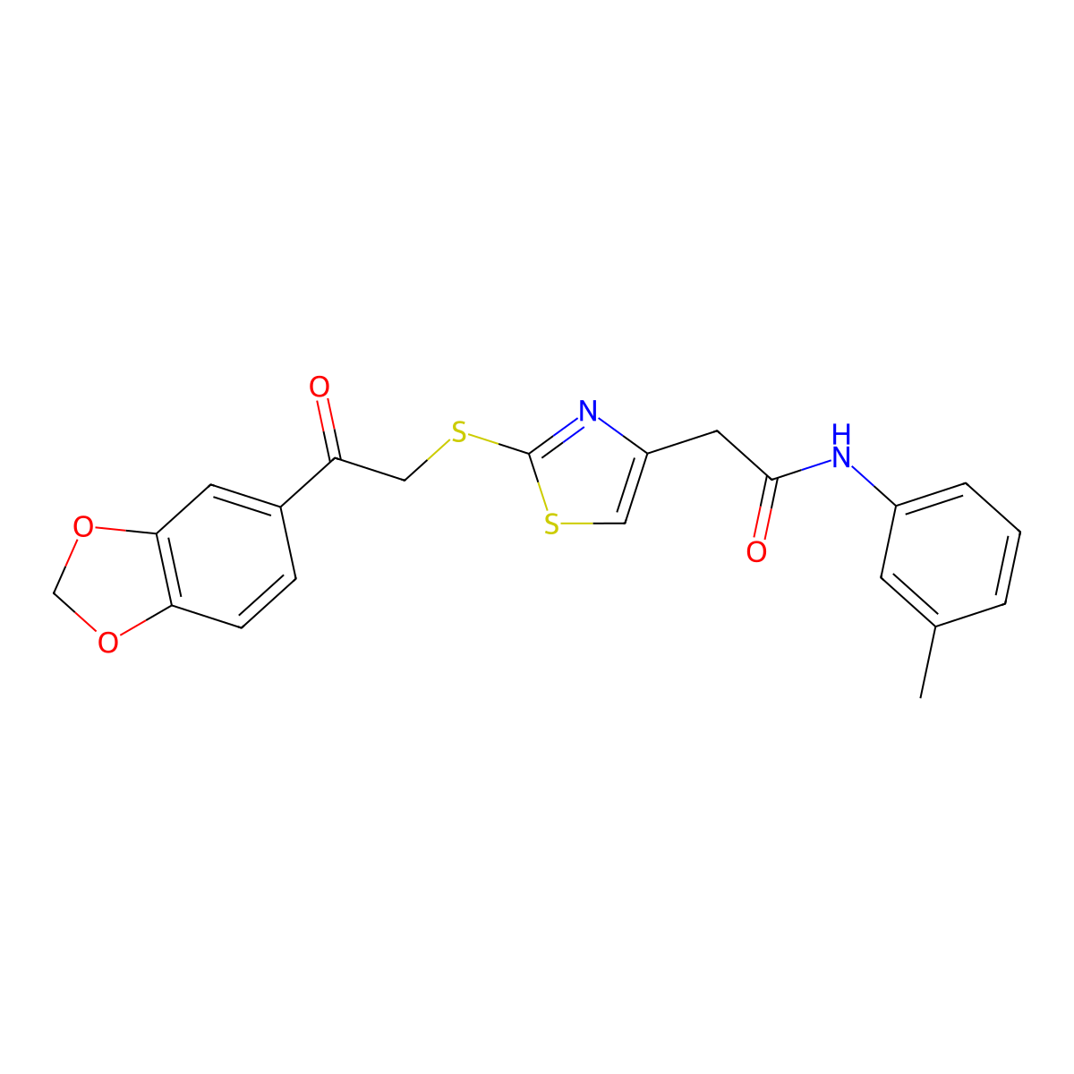 2-(2-((2-(benzo[d][1,3]dioxol-5-yl)-2-oxoethyl)thio)thiazol-4-yl)-N-(m-tolyl)acetamide molecular structure, CAS 1049201-28-6