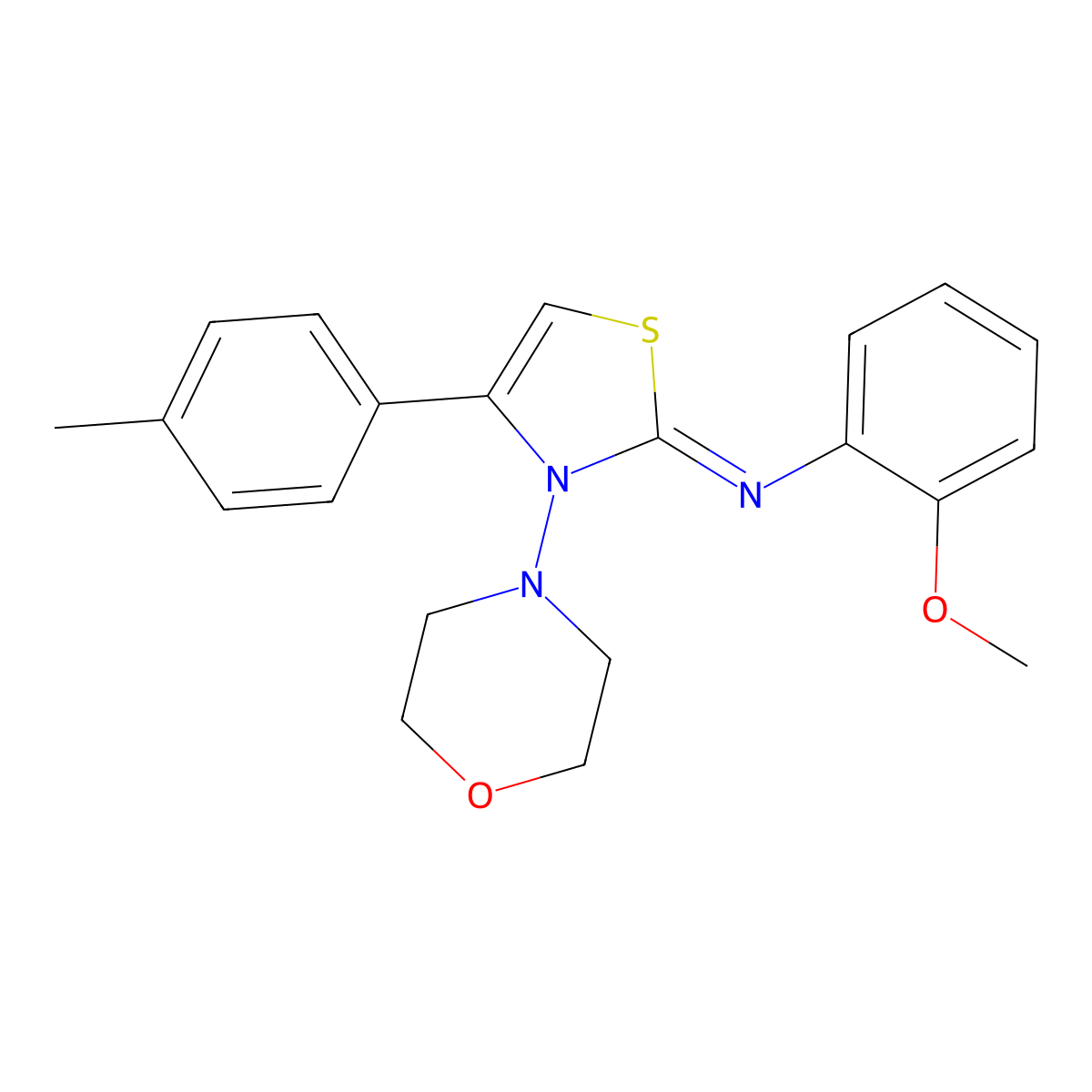 (2Z)-N-(2-Methoxyphenyl)-4-(4-methylphenyl)-3-(morpholin-4-yl)-1,3-thiazol-2(3H)-imine molecular structure, CAS 1049203-56-6