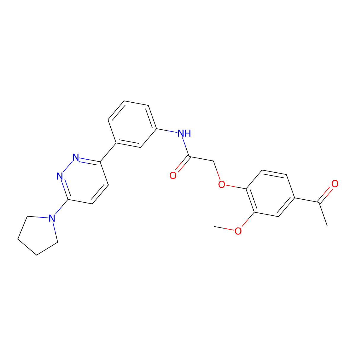 2-(4-acetyl-2-methoxyphenoxy)-N-{3-[6-(pyrrolidin-1-yl)pyridazin-3-yl]phenyl}acetamide molecular structure, CAS 1049203-79-3