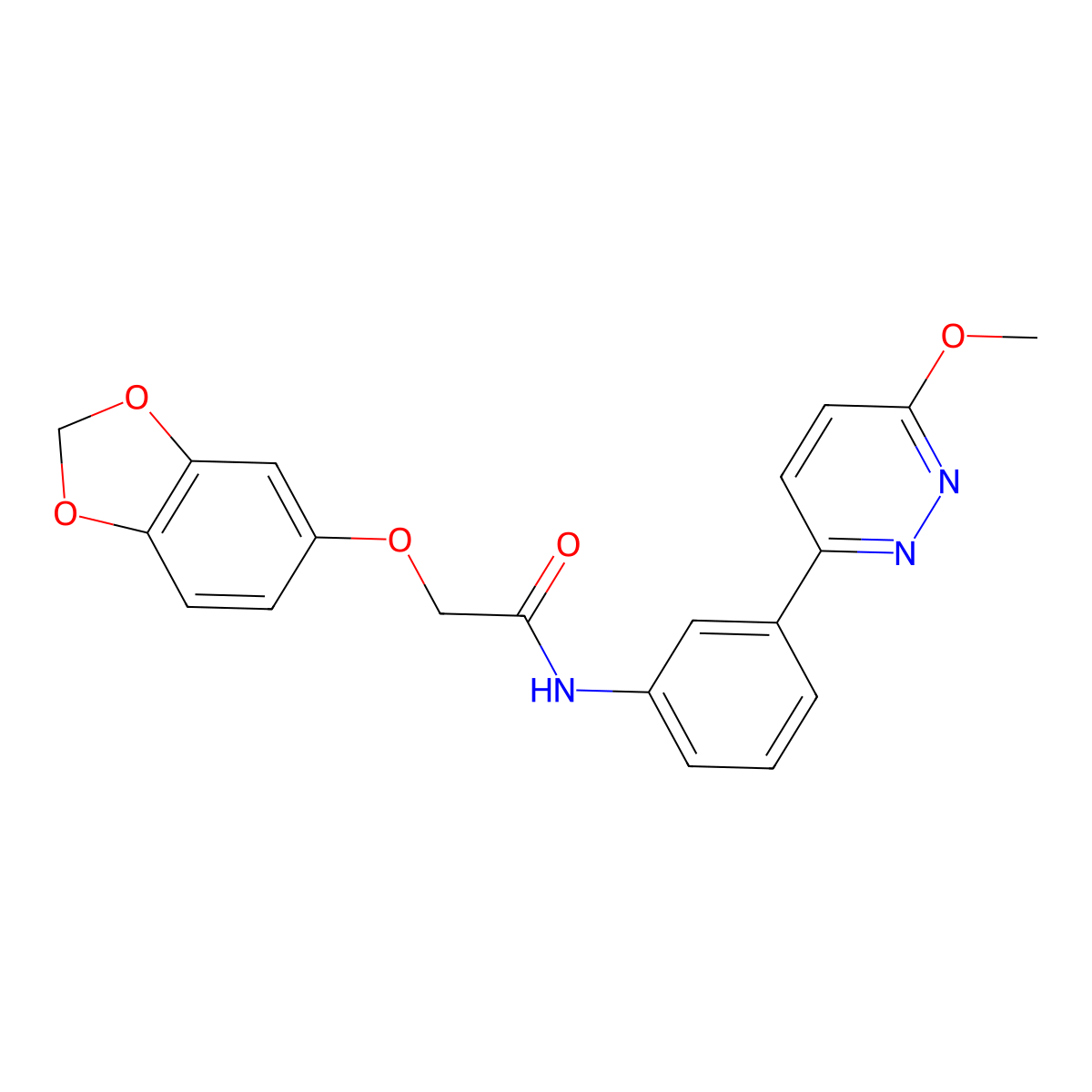 2-(benzo[d][1,3]dioxol-5-yloxy)-N-(3-(6-methoxypyridazin-3-yl)phenyl)acetamide molecular structure, CAS 1049207-49-9