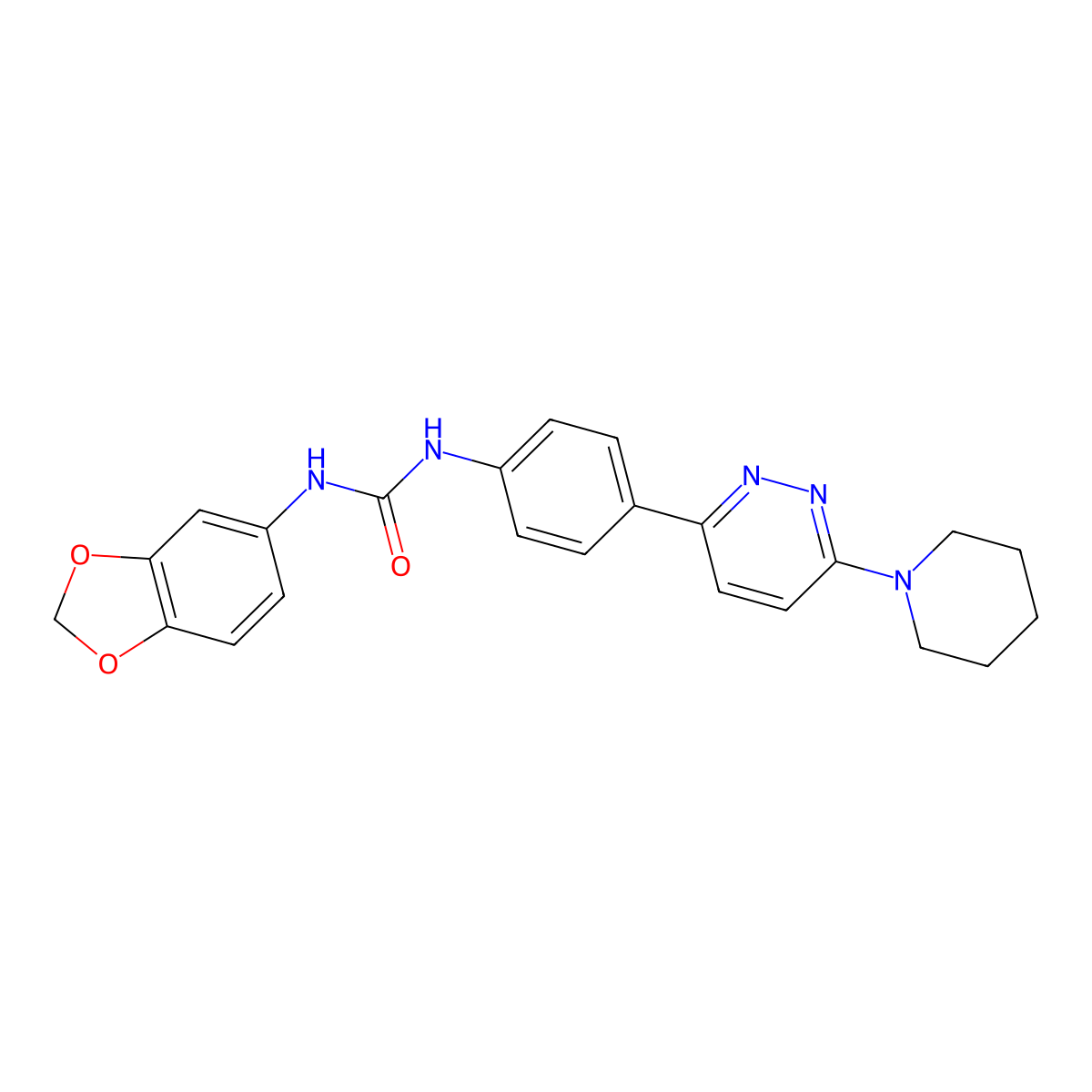 1-(Benzo[d][1,3]dioxol-5-yl)-3-(4-(6-(piperidin-1-yl)pyridazin-3-yl)phenyl)urea molecular structure, CAS 1049217-13-1