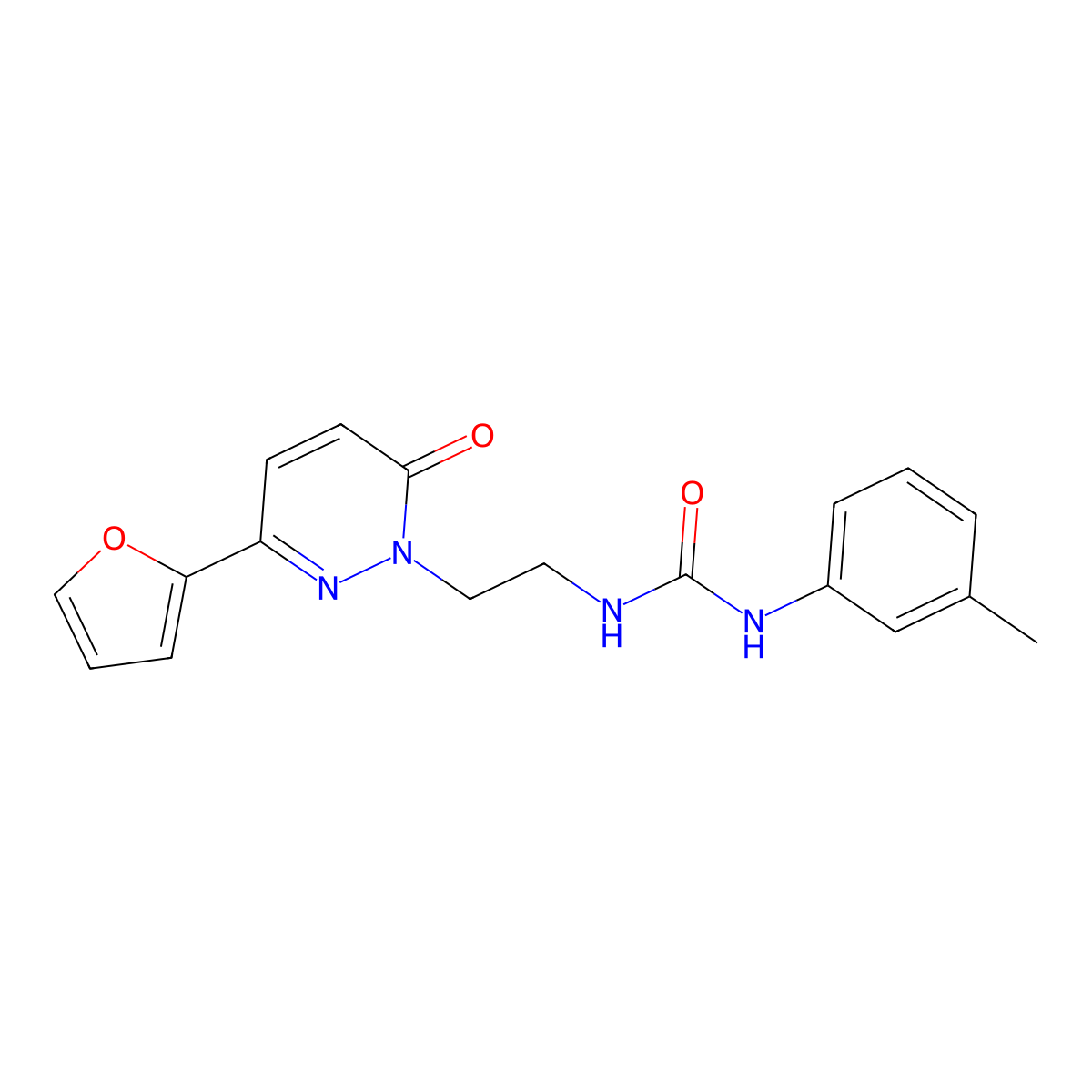 1-(2-(3-(furan-2-yl)-6-oxopyridazin-1(6H)-yl)ethyl)-3-(m-tolyl)urea molecular structure, CAS 1049223-29-1