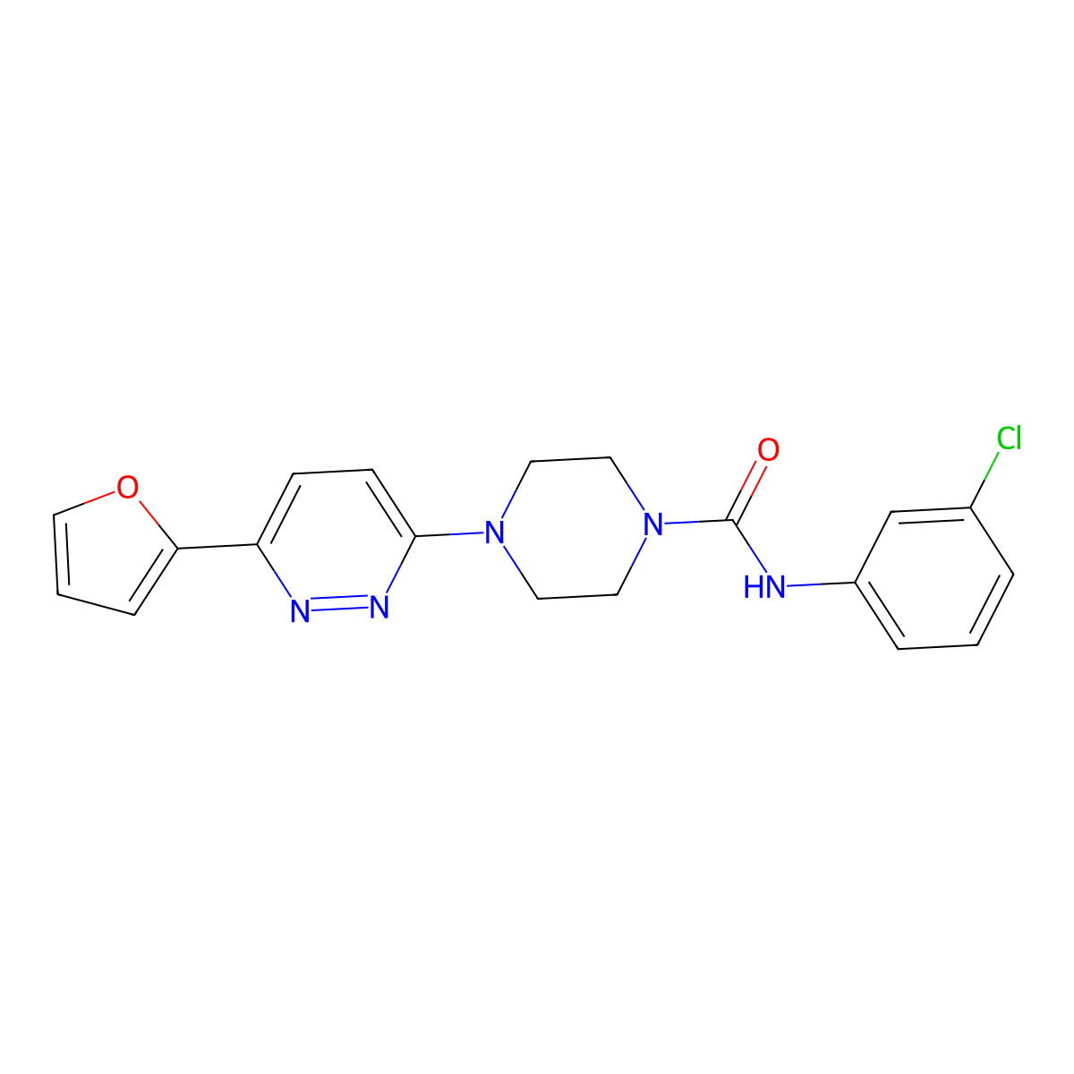 N-(3-chlorophenyl)-4-[6-(furan-2-yl)pyridazin-3-yl]piperazine-1-carboxamide molecular structure, CAS 1049225-12-8