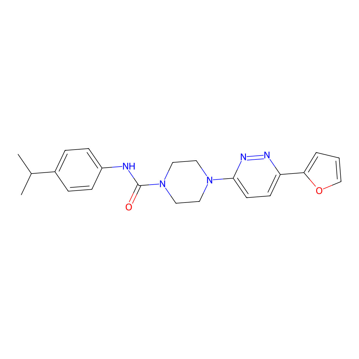 4-[6-(furan-2-yl)pyridazin-3-yl]-N-[4-(propan-2-yl)phenyl]piperazine-1-carboxamide molecular structure, CAS 1049225-56-0
