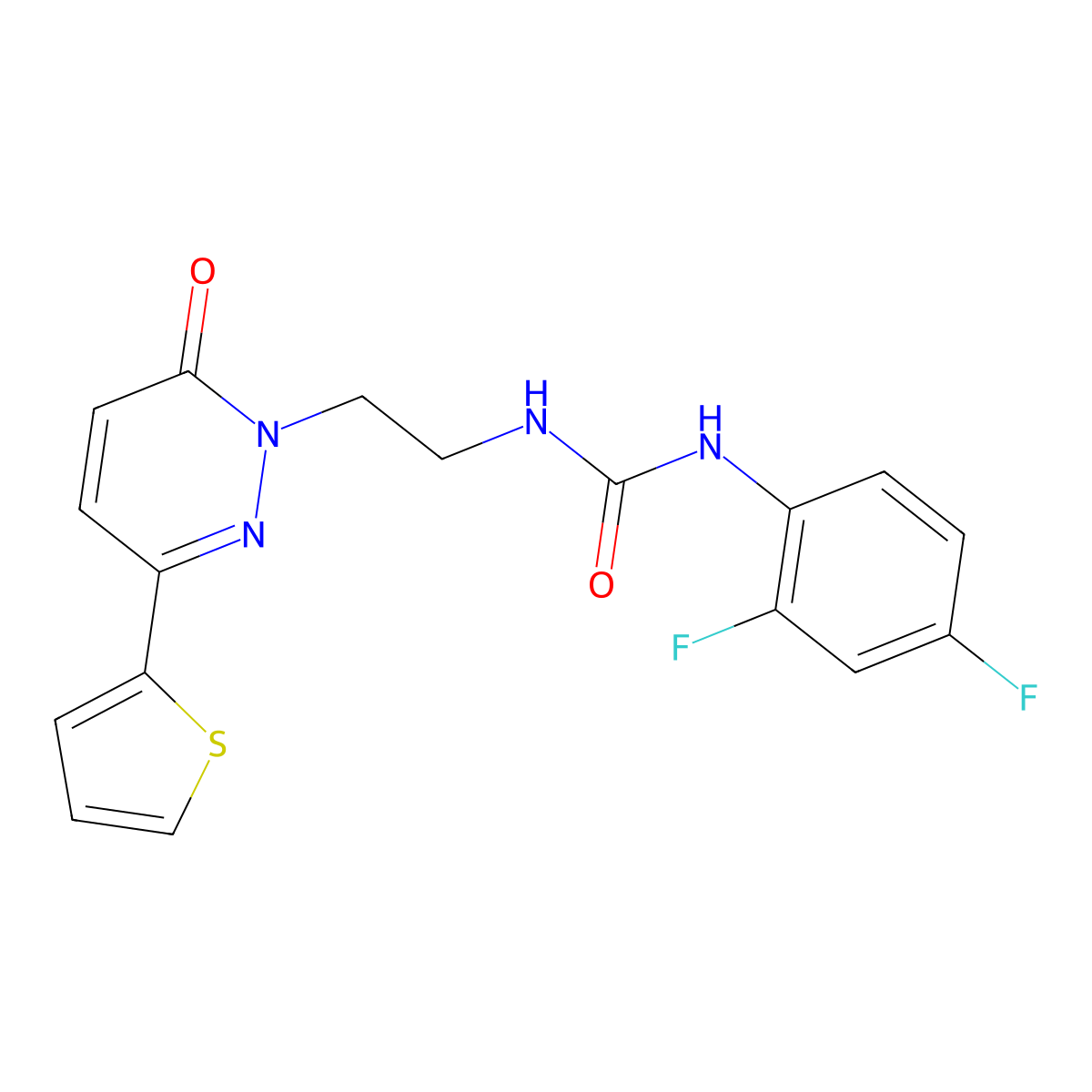 1-(2,4-Difluorophenyl)-3-{2-[6-oxo-3-(thiophen-2-yl)-1,6-dihydropyridazin-1-yl]ethyl}urea molecular structure, CAS 1049225-61-7
