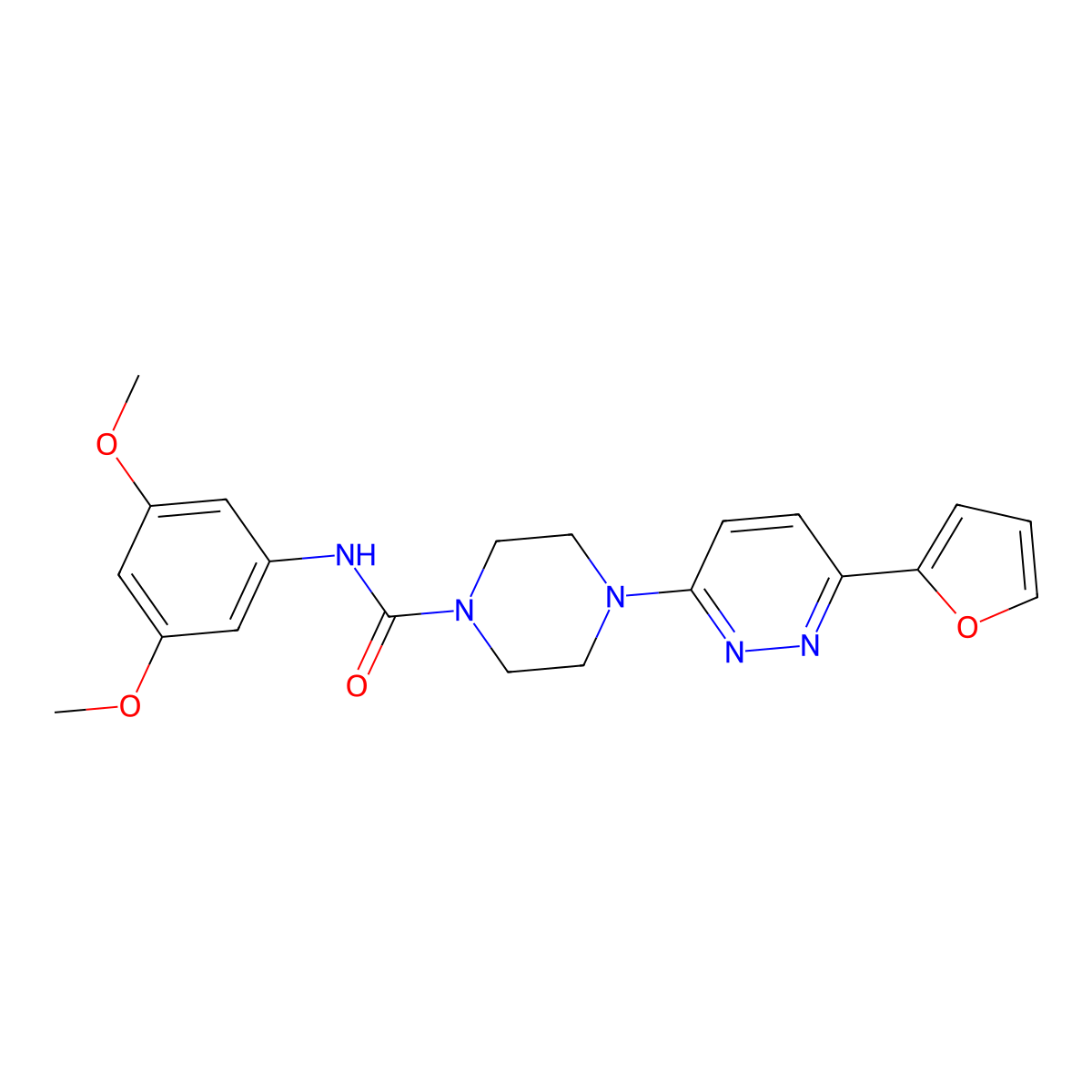 N-(3,5-dimethoxyphenyl)-4-[6-(furan-2-yl)pyridazin-3-yl]piperazine-1-carboxamide molecular structure, CAS 1049225-76-4